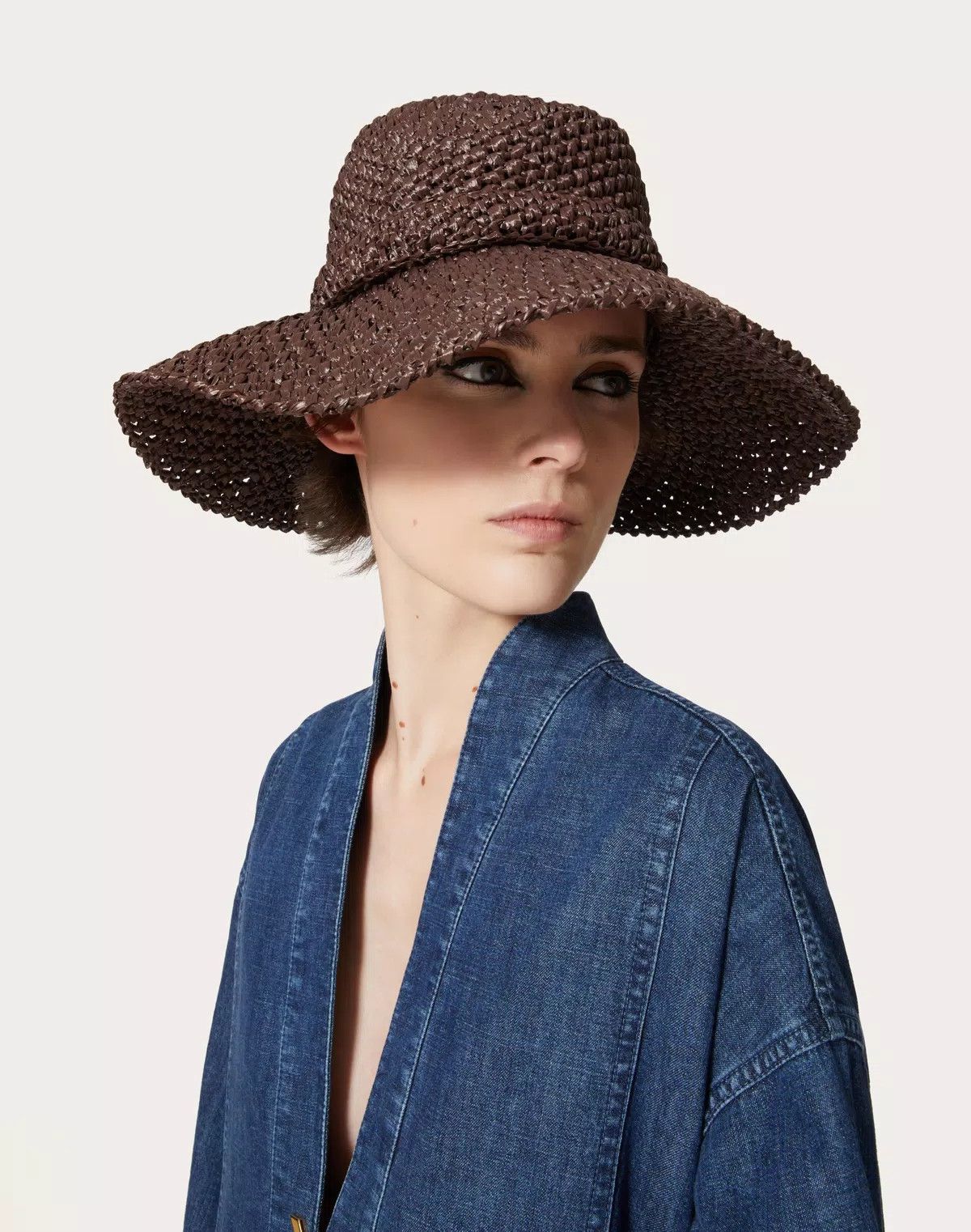 Valentino oc11z0725 Size:57/Fedora Hat In Raffia Handmade in Brown Size ONE SIZE - 4 Thumbnail