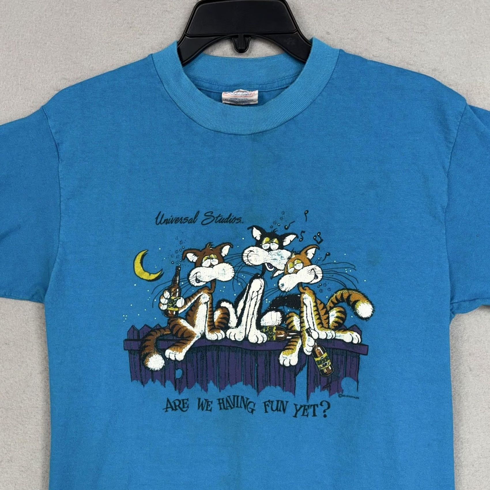 Vintage Vintage Universal Studios Shirt Mens Large Blue Cat Graphic 80s Single Stitch Size US L / EU 52-54 / 3 - 2 Thumbnail