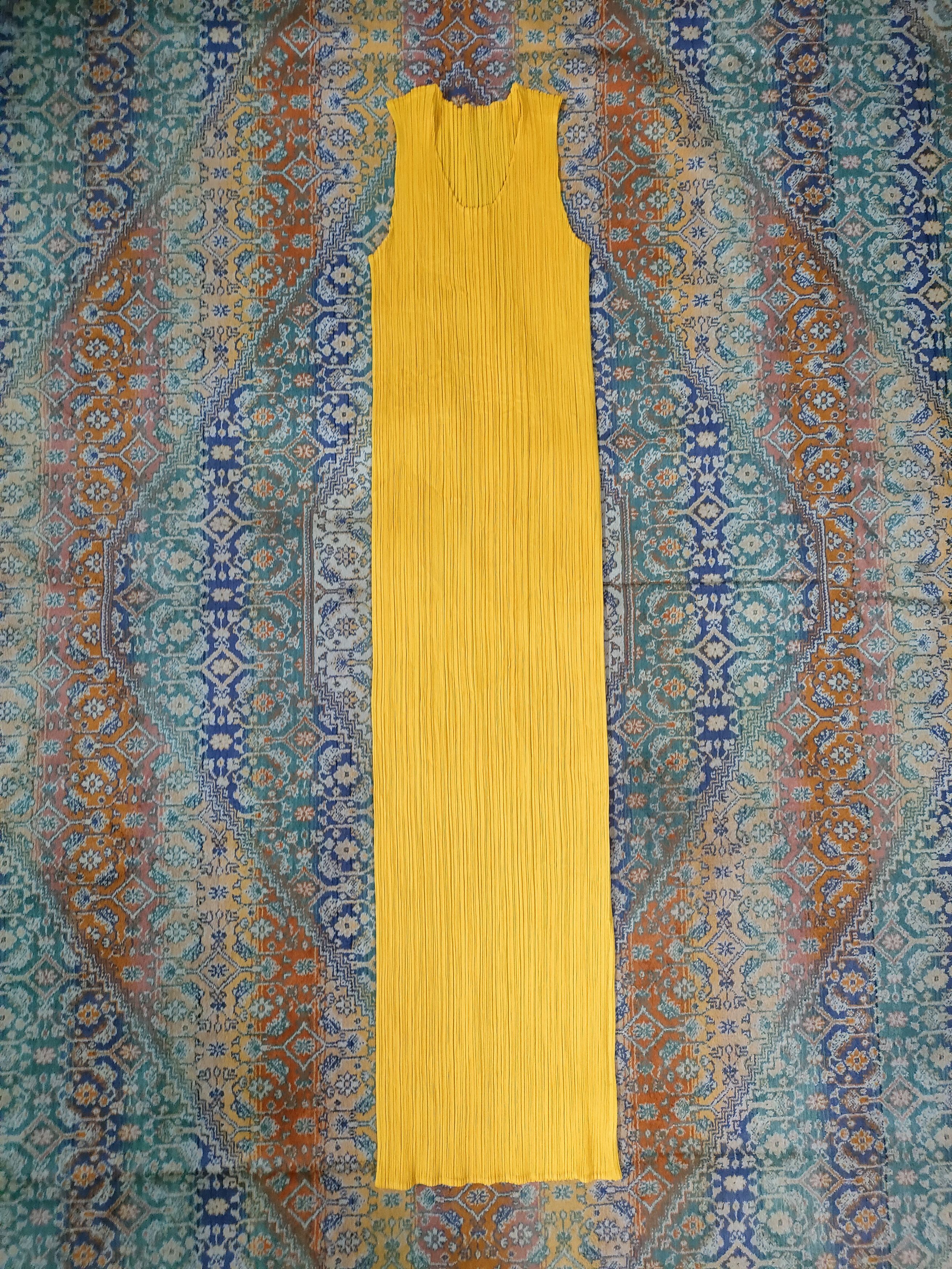 Issey Miyake × Pleats Please Issey Miyake Pleats Please Sleeveless Mustard Dress Size S / US 4 / IT 40 - 7 Thumbnail