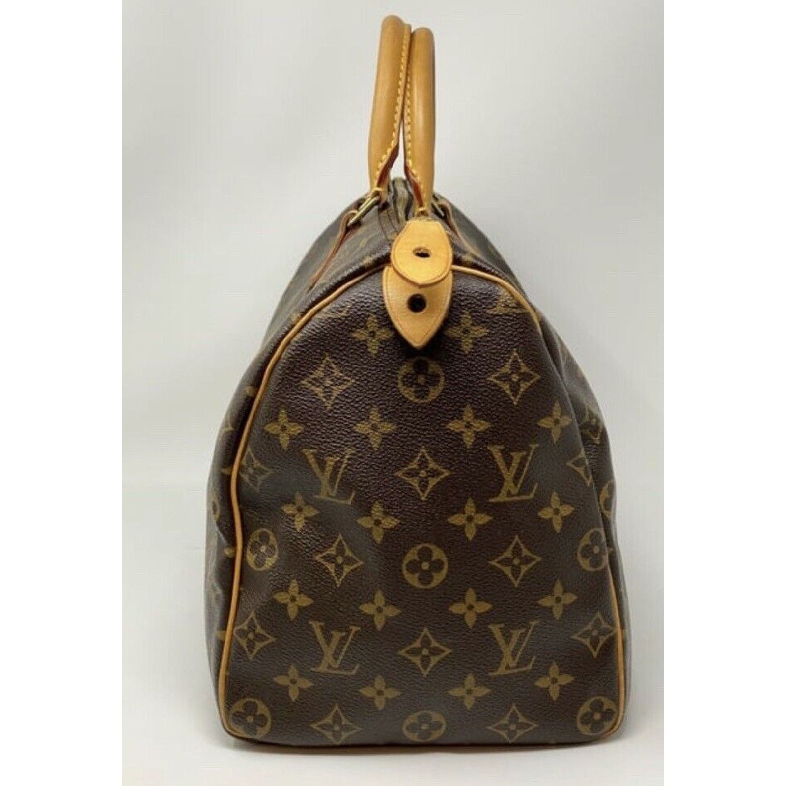 Louis Vuitton Louis Vuitton Speedy 35 Handbag Brown Leather Monogram Size ONE SIZE - 5 Thumbnail