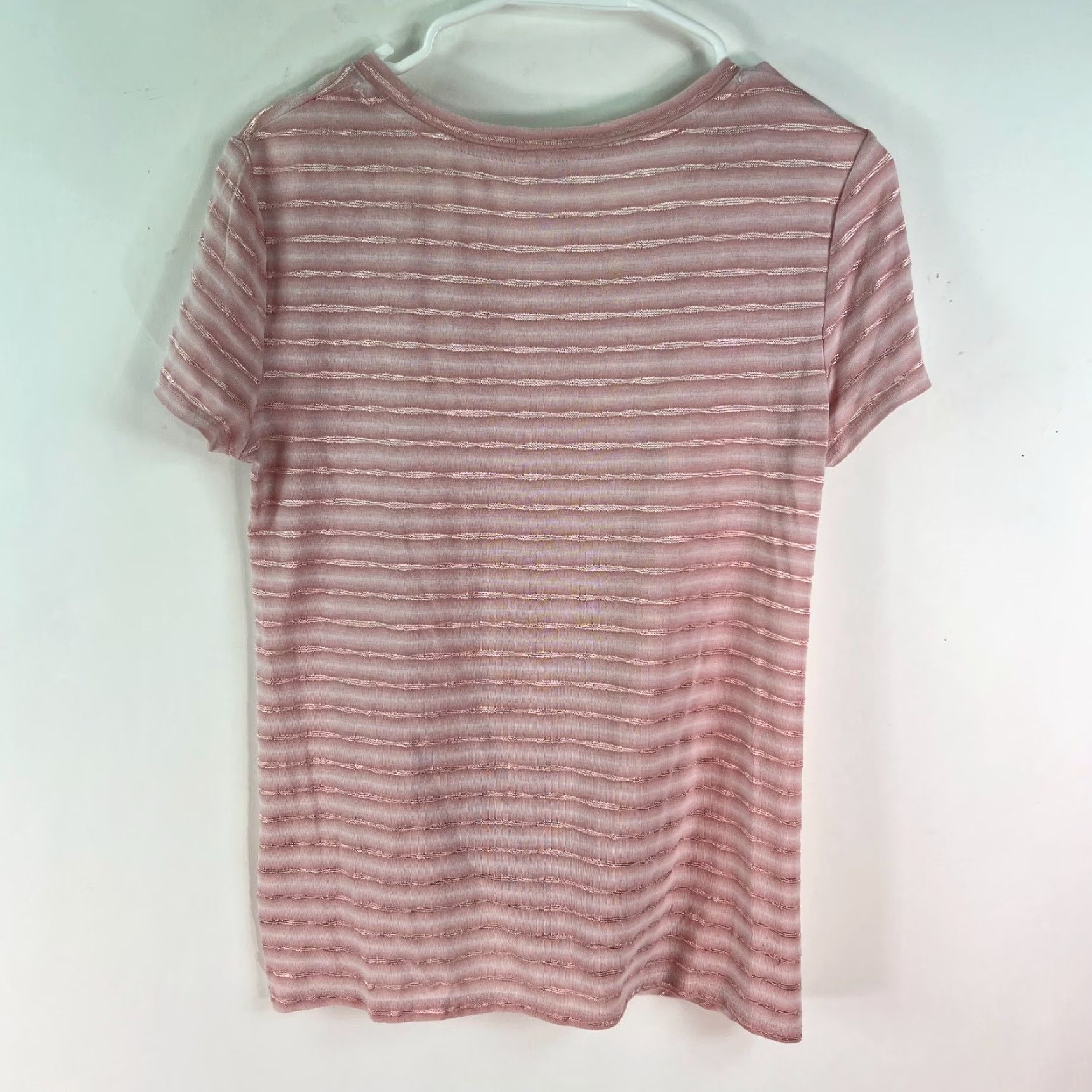 Vintage Candies Pink Striped Knotted Short Sleeves Stretch Blouse Top M Womens Shirt Knit Casual Pattern Striped Short Sleeve 24in Size M / US 6-8 / IT 42-44 - 2 Thumbnail