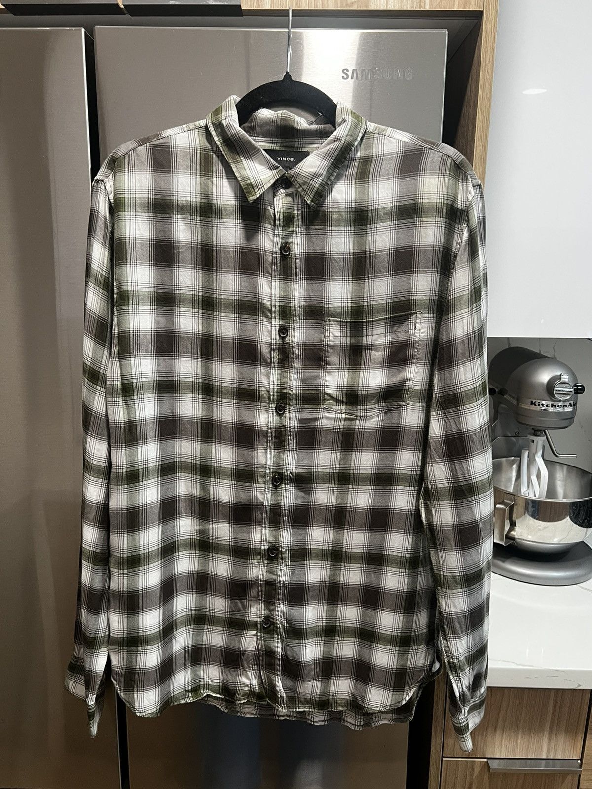 Vince Green and White Plaid Vince Button Up Flannel Size US M / EU 48-50 / 2 - 1 Thumbnail