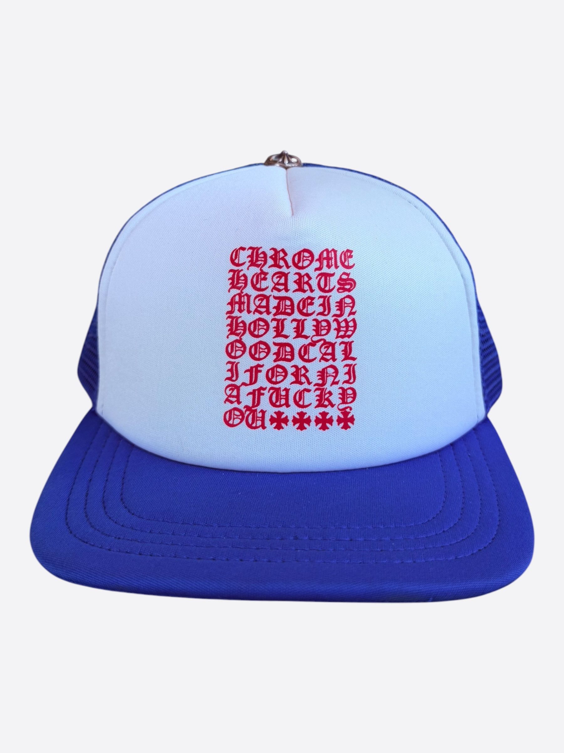 Chrome Hearts Chrome Hearts Blue, White & Red Eyechart Trucker Hat Size ONE SIZE - 1 Thumbnail
