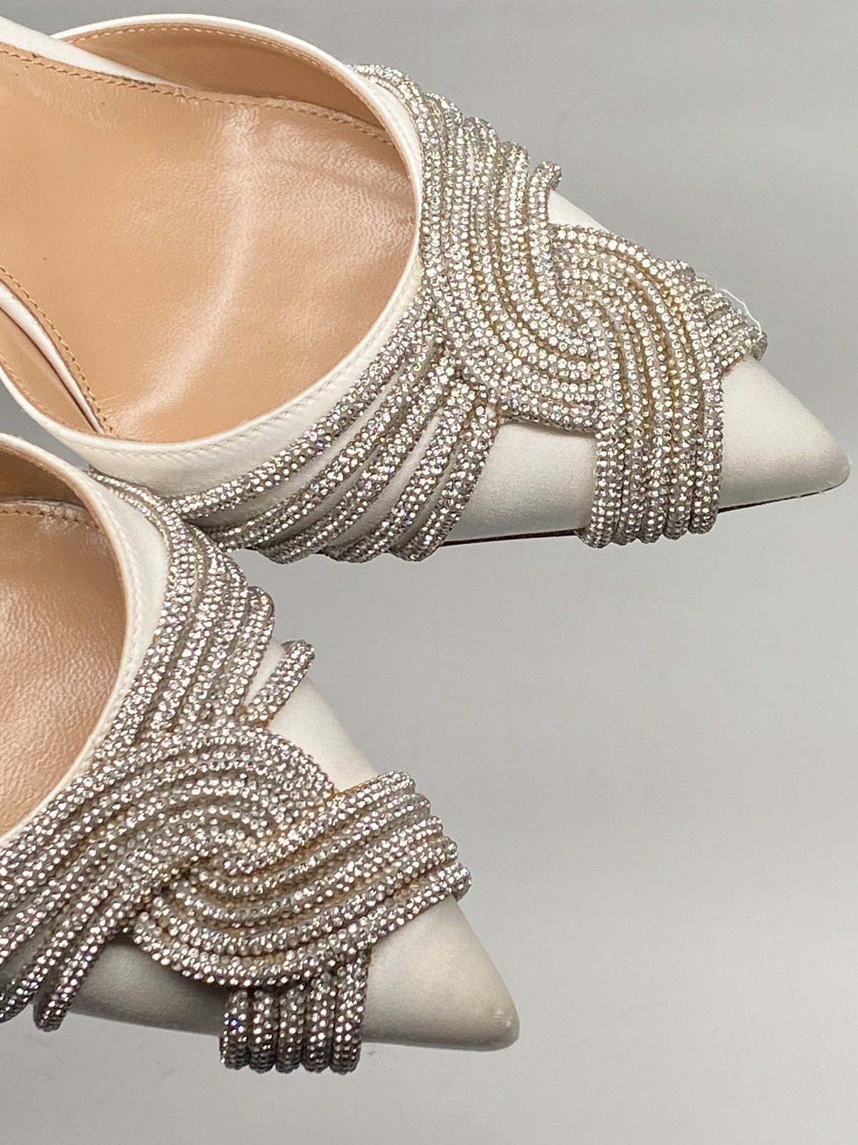 Aquazzura Aquazzura Gatsby 75 Crystal-Embellished Satin Pumps size 37 Size US 7 / IT 37 - 11 Thumbnail