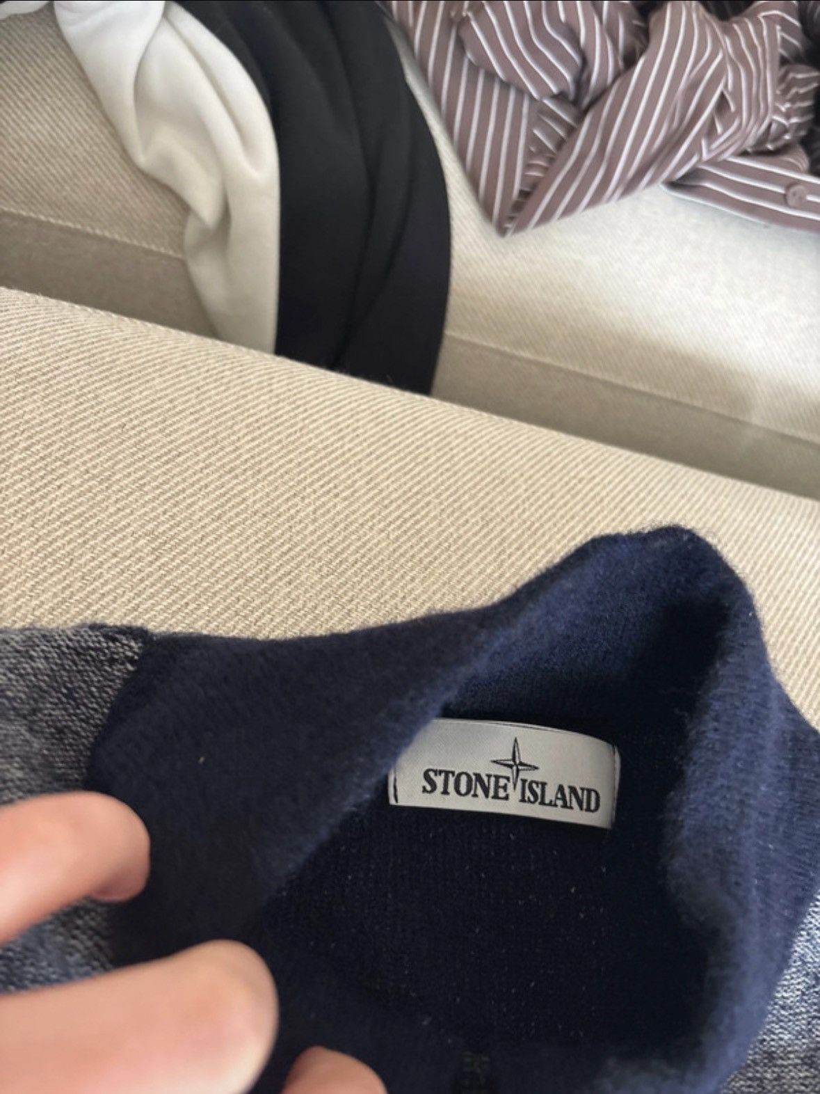 Stone Island Stone Island Navy Knitted Bomber Jacket, Badge & Certilogo Size US M / EU 48-50 / 2 - 2 Thumbnail