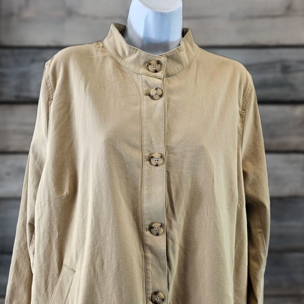 J. Jill J Jill Jacket Women Button Front Sz Large Sandbar Cotton Blend Long Sleeve Size L / US 10 / IT 46 - 1 Thumbnail