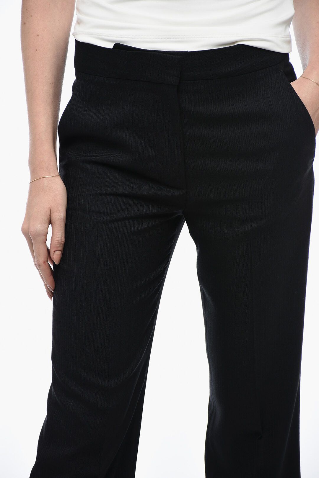 Stella McCartney og1mm0824 Cropped Fit Pant With Hidden Closure in Black Size 27" / US 4 / IT 40 - 3 Thumbnail