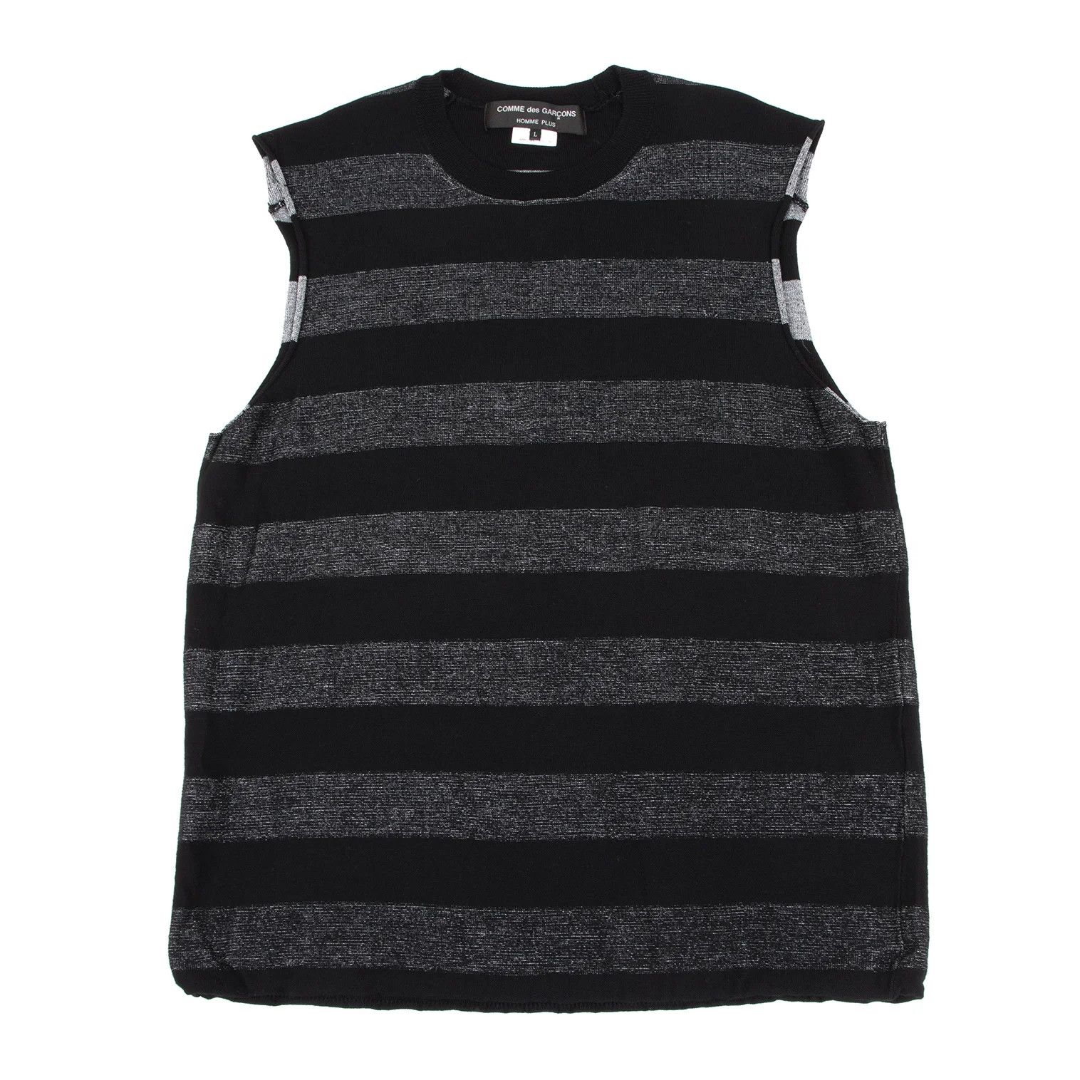Comme des Garcons Homme Plus Black and Silver Striped Sleeveless Knit Vest, Size L Size US L / EU 52-54 / 3 - 1 Thumbnail