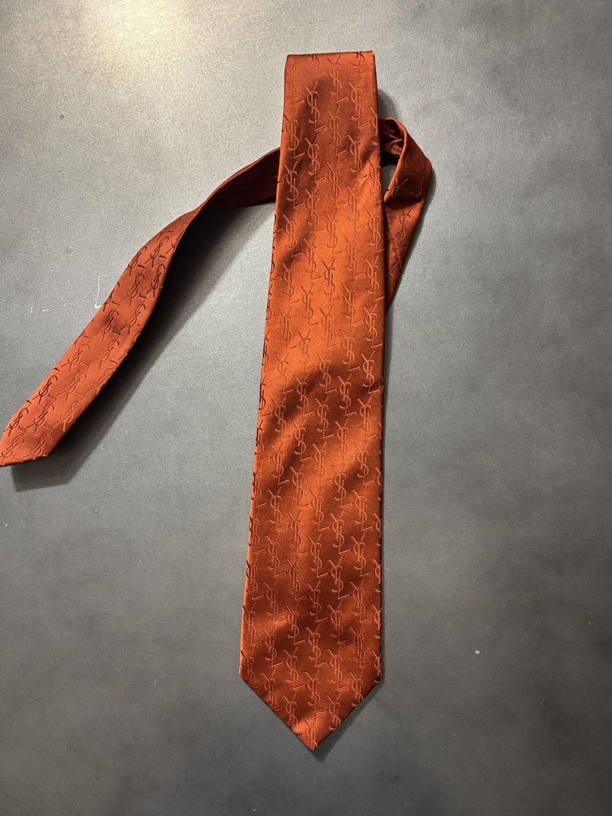 Yves Saint Laurent Vintage YSL Monogram Tie Necktie 1970s Yves Saint Laurent Size ONE SIZE - 2 Thumbnail
