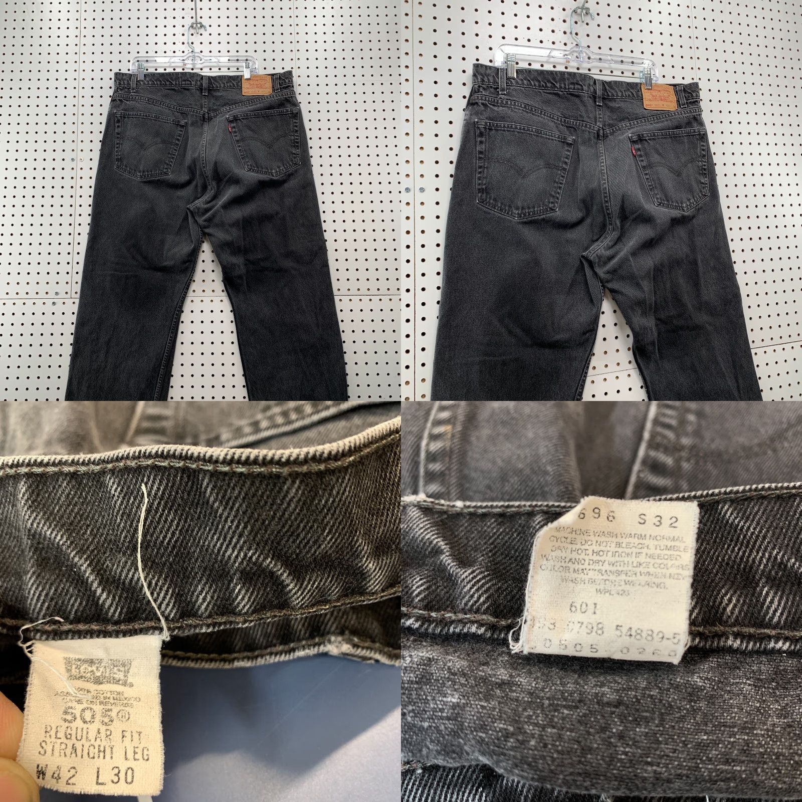 Levi's VINTAGE Levi's 505 Jeans Mens Regular 40x29.5 Black Denim 90s Straight Style Mens Size US 40 / EU 56 - 8 Thumbnail