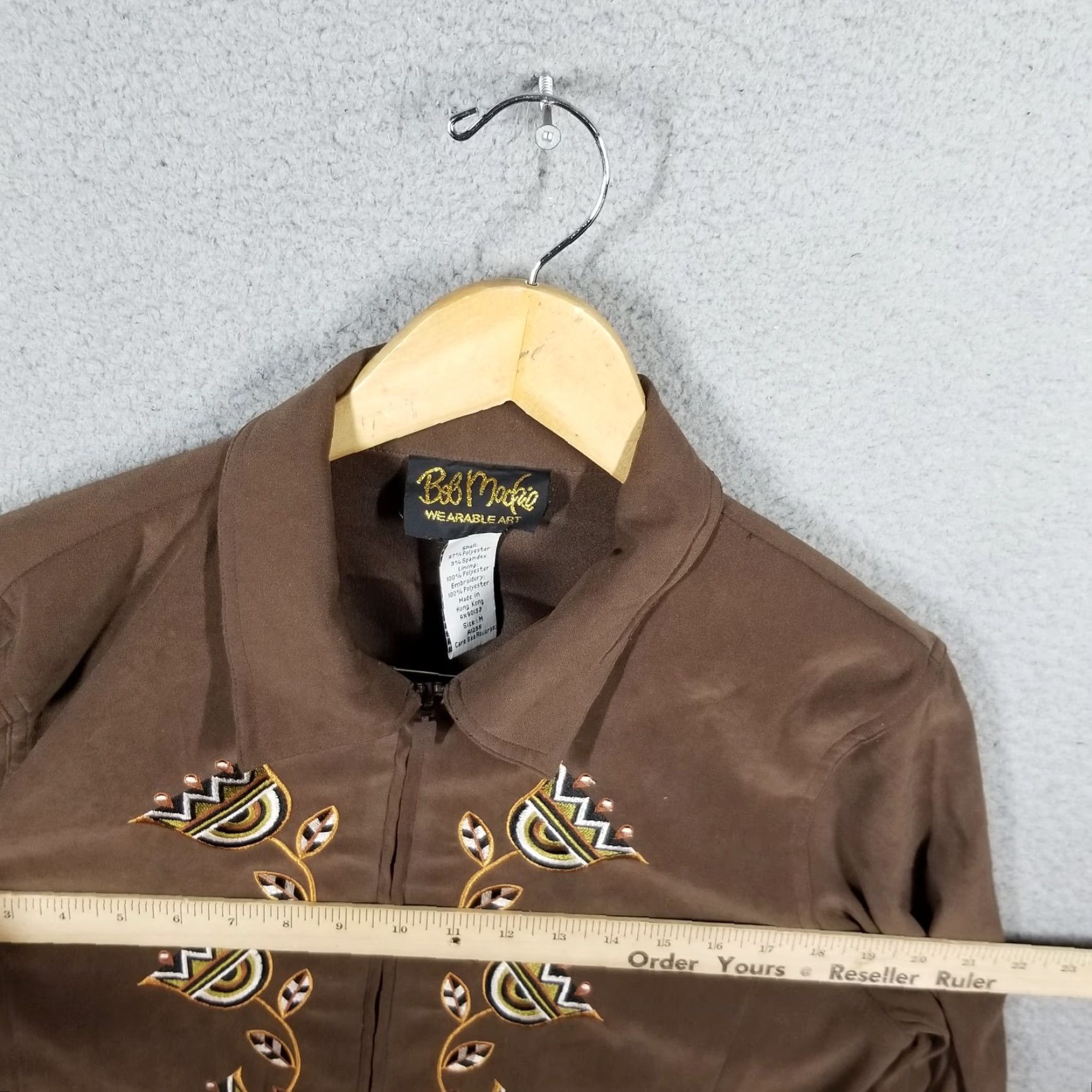 Bob Mackie Bob Mackie Wearable Art Black Floral Embroidery Shirt Jacket Size Medium Brown Size M / US 6-8 / IT 42-44 - 7 Thumbnail