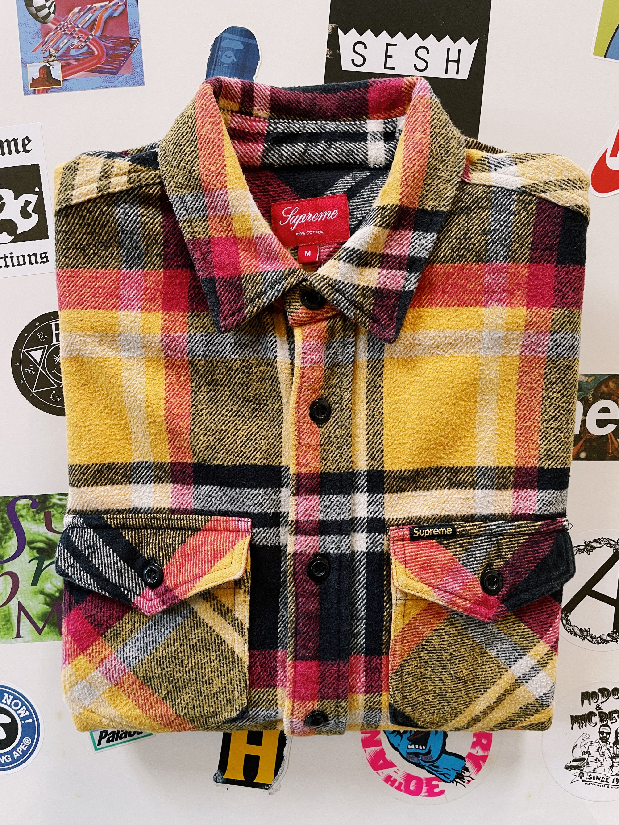 Supreme Supreme Heavyweight Plaid Flannel Shirt Yellow / Red / Black Size US M / EU 48-50 / 2 - 6 Thumbnail