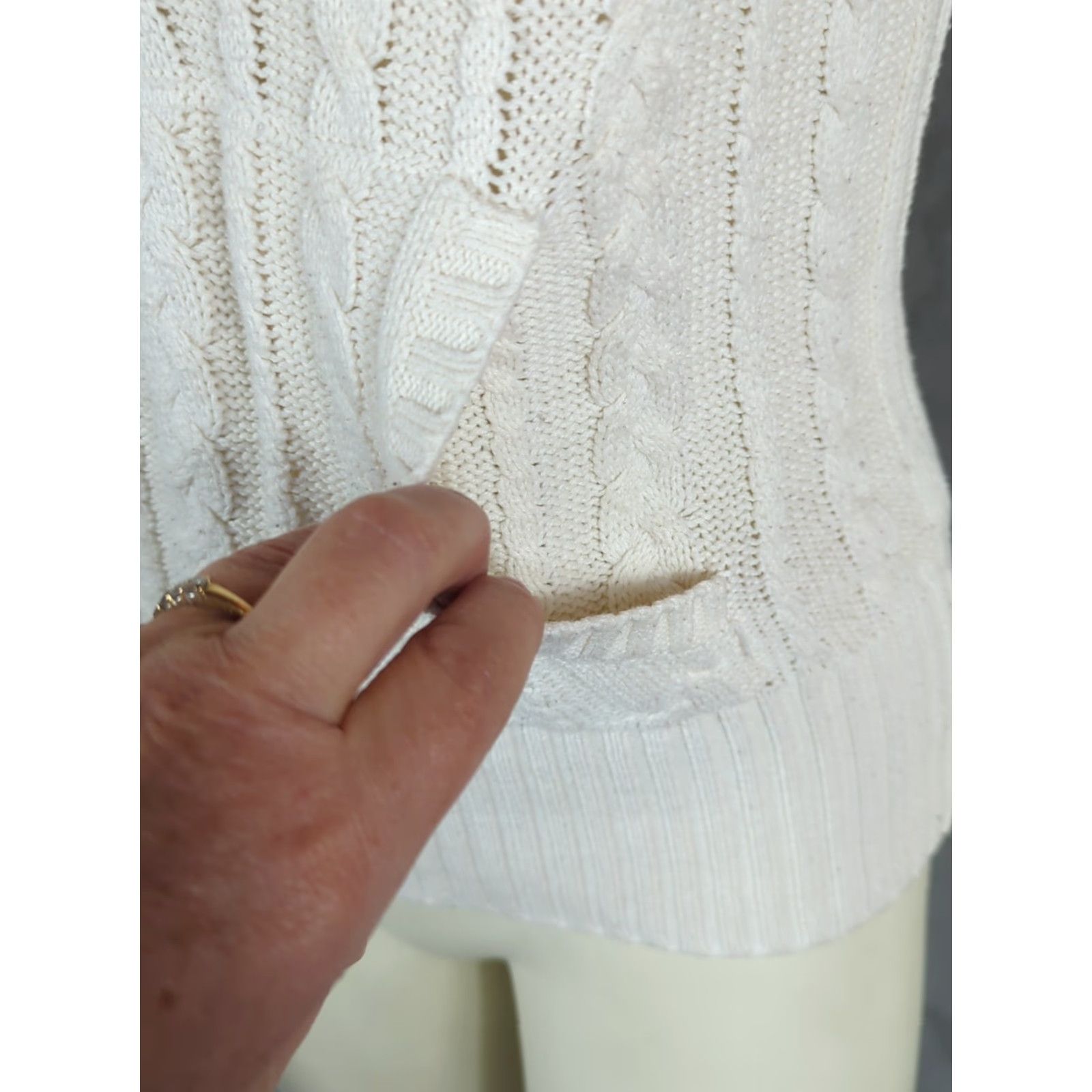 Aeropostale Aeropostale Sweater Henley Cable Knit Hoodie Ivory Women's XL Preppy Bella Size XL / US 12-14 / IT 48-50 - 3 Thumbnail