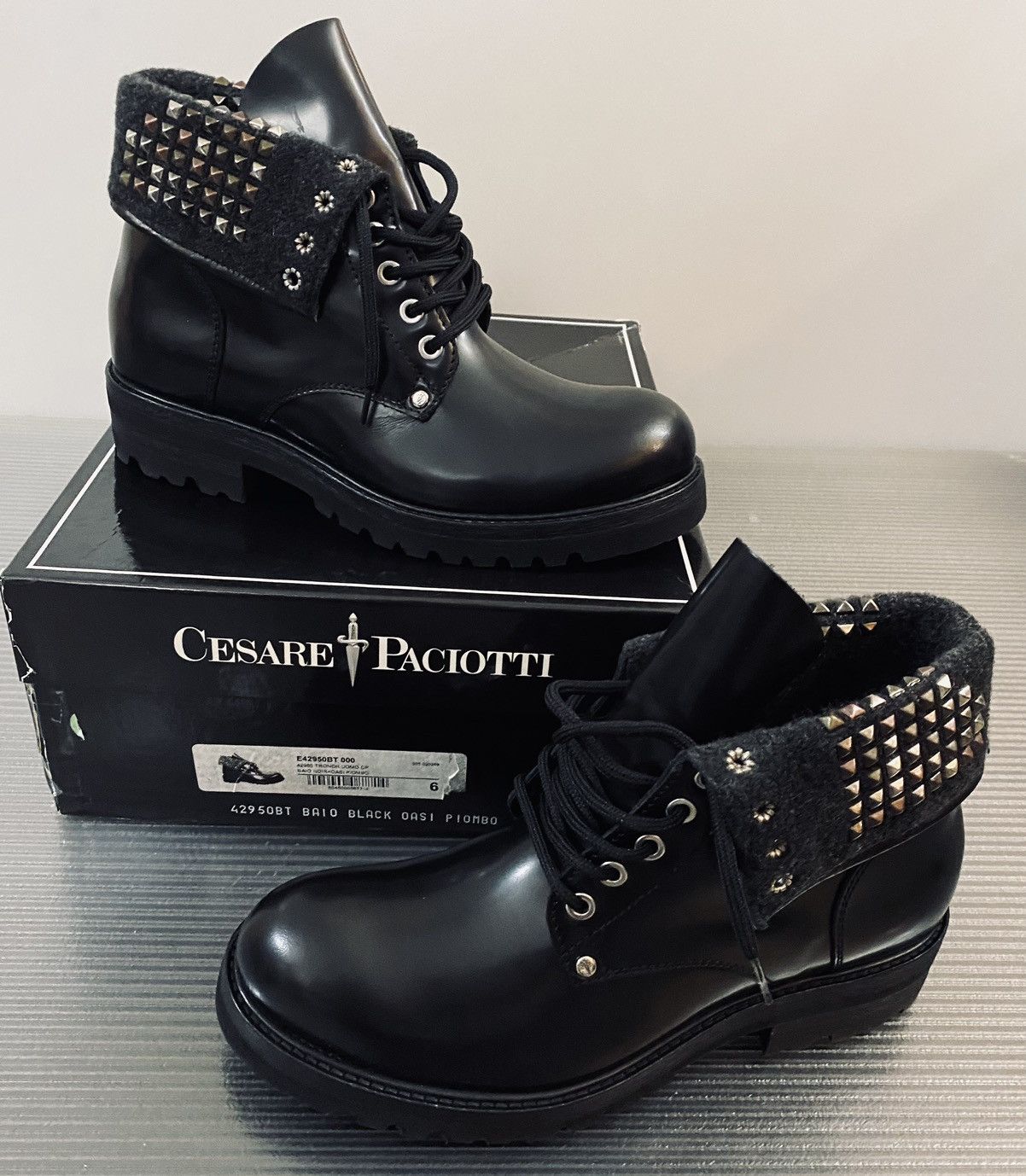 Paciotti Cesare Paciotti 🇮🇹 Nero calf metal studded biker boots 7 NEW Size US 7 / EU 40 - 5 Thumbnail