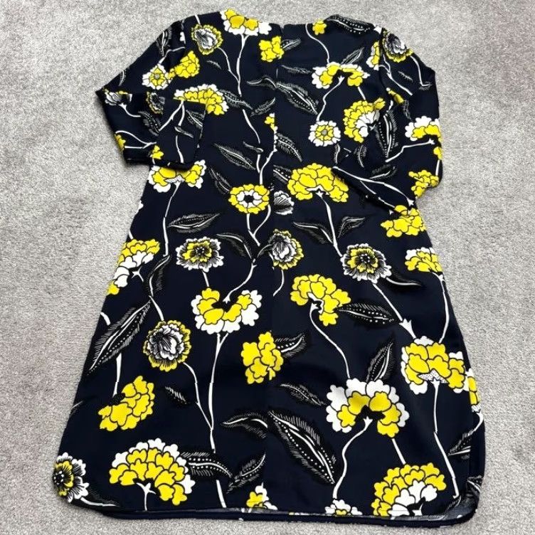 Boden Boden Navy Blue Yellow Floral Midi Sheath Dress Womens US10R UK14R 3/4 Sleeve Floral Pattern Boho Office Workwear Casual Spring Summer Fall Womens Size L / US 10 / IT 46 - 2 Thumbnail