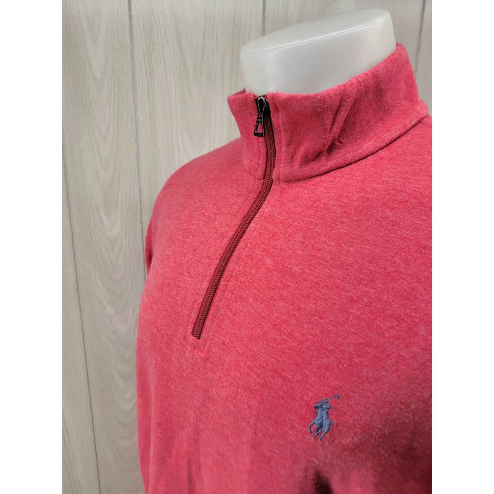Polo Ralph Lauren Polo Ralph Lauren Sweater Pullover 1/4 Zip Mock Neck Long Sleeve Size L Coral Pink Mens Regular Knit Cotton Blend 1/4 Zip Pullover Shirt Size US L / EU 52-54 / 3 - 3 Thumbnail