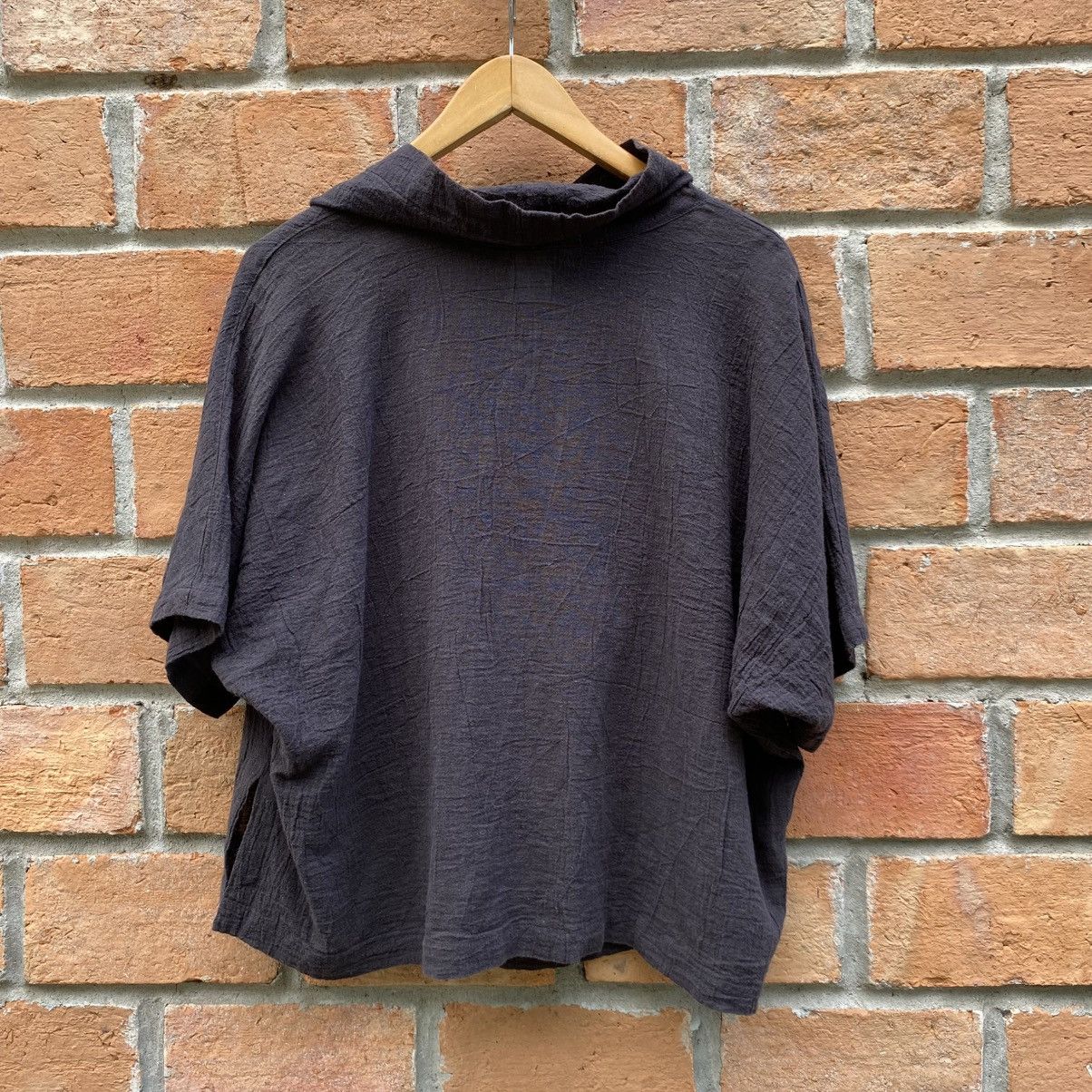 Japanese Brand bx bi eks Black Crinkled Cowl Neck Top Size XS / US 0-2 / IT 36-38 - 2 Thumbnail