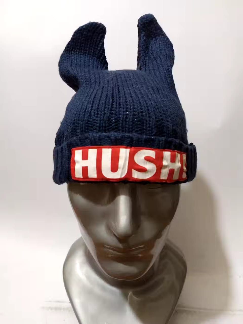 image of Avant Garde Hush Bunny Horn Devil Beanie Hats in Navy, Men's