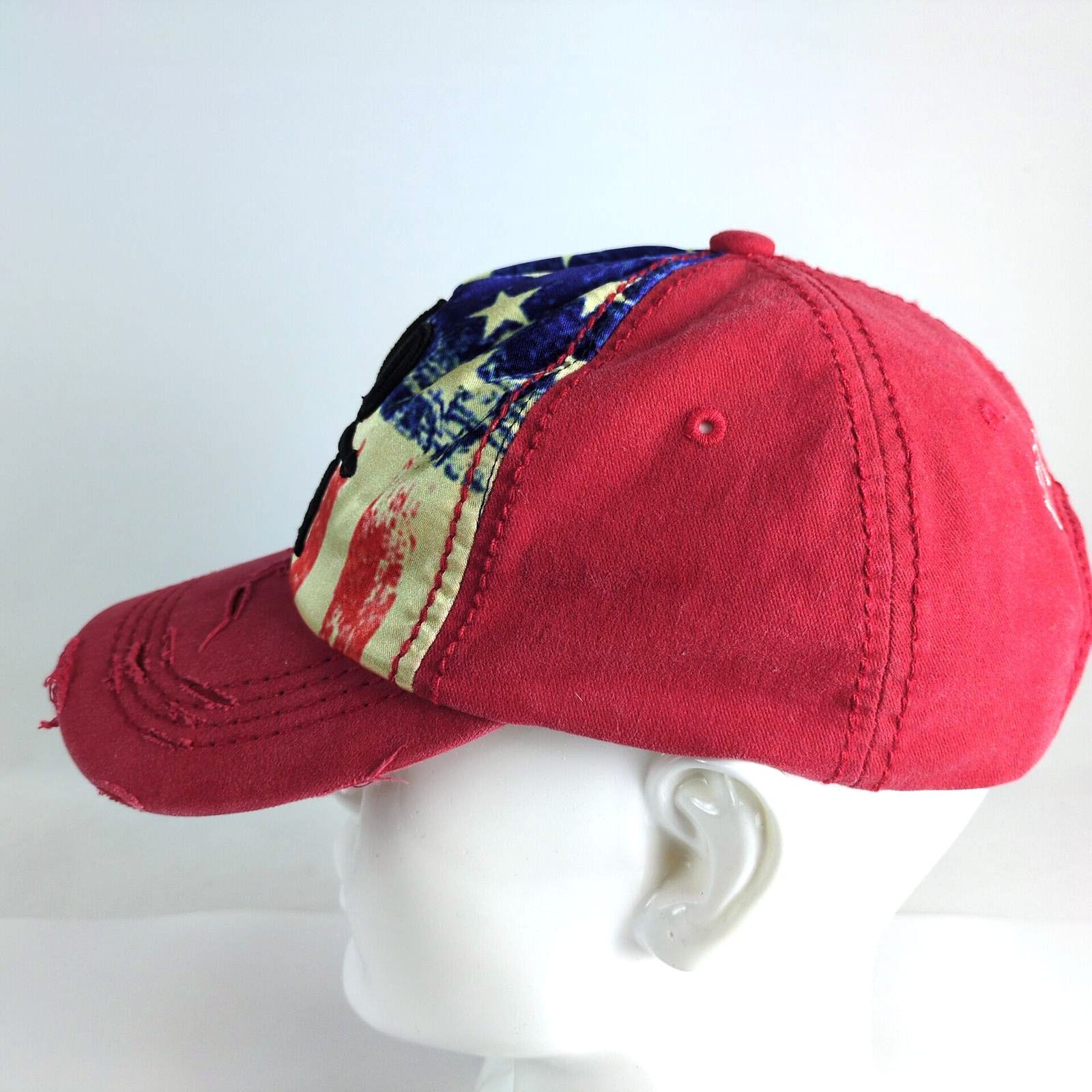 Other Wild And Free American Flag Distressed Red Baseball Cap Size ONE SIZE - 5 Thumbnail