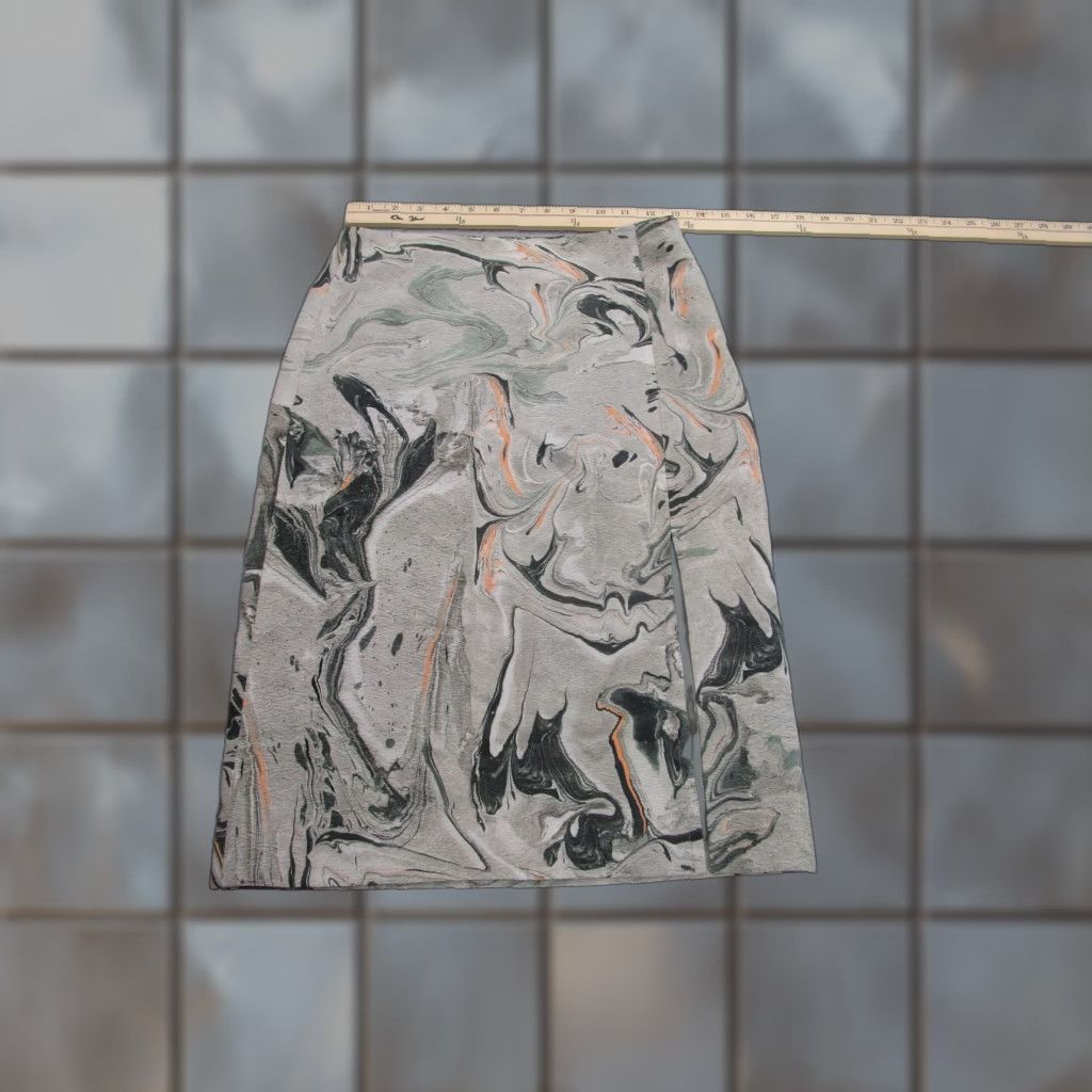 Theory Theory Skirt Womens 00 Gray Silk Marble Print Lined Knee Length Office Size 24" / US 00 / IT 34 - 1 Thumbnail