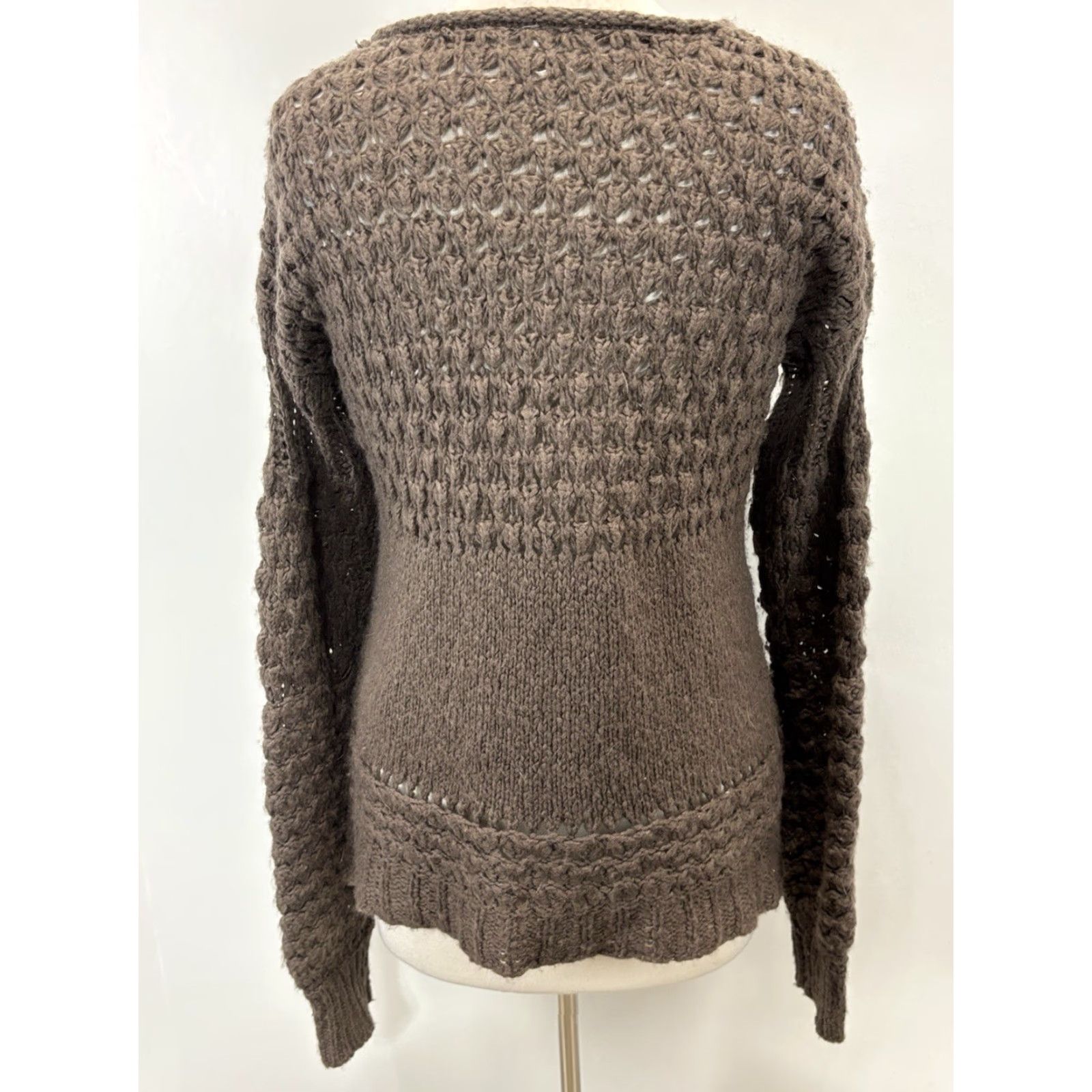 Free People Free People Crashing Waves Pullover Cocoa Brown XS Loose Knit Tunic Women’s Sweater Long Sleeve V-Neck Acrylic Blend Knit Regular Size XS / US 0-2 / IT 36-38 - 3 Thumbnail
