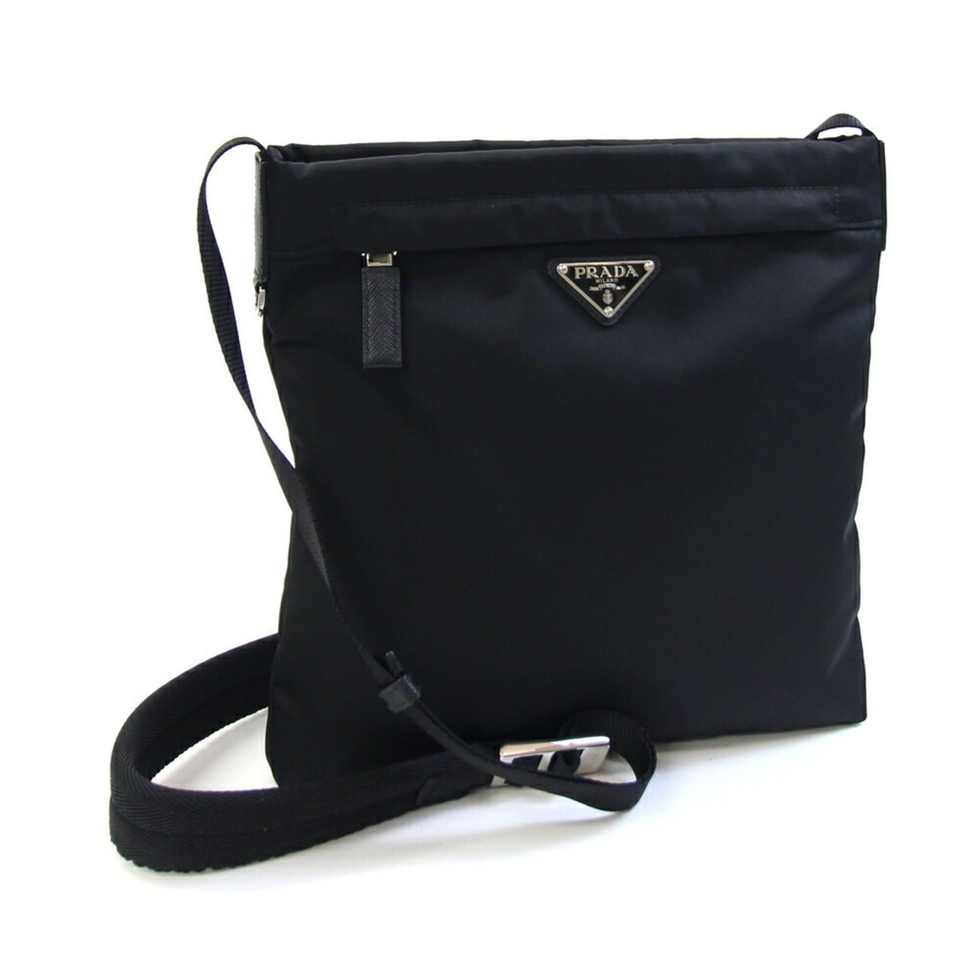 Prada Shoulder Bag 2VH055 Black Nylon and Leather Crossbody for Women