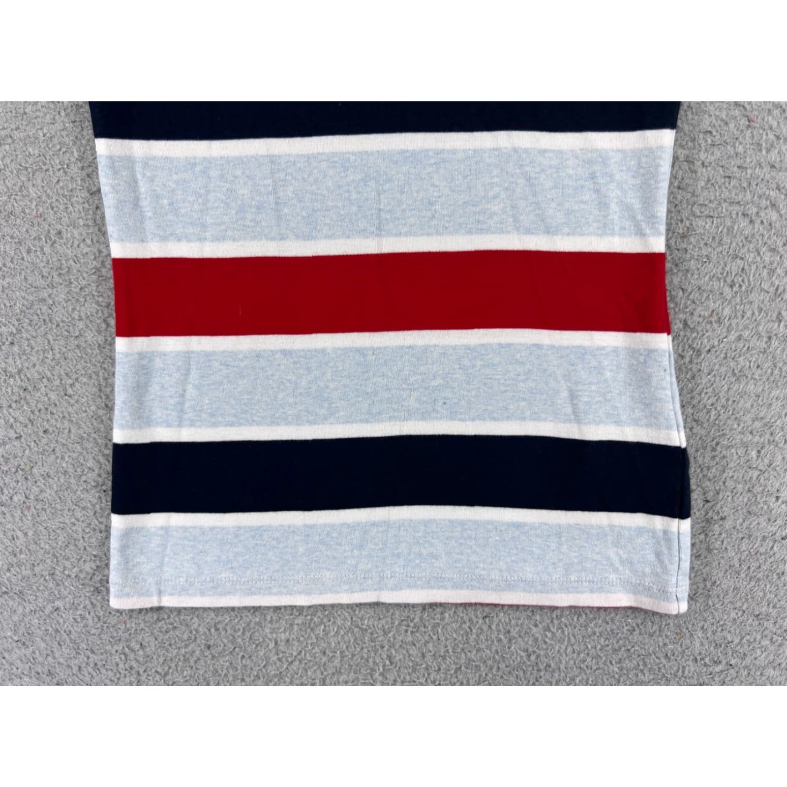 Tommy Hilfiger VINTAGE Tommy Hilfiger Shirt Womens S Blue White Red Round Neck Short Sleeve Cotton Logo Striped 90s Size S / US 4 / IT 40 - 5 Thumbnail