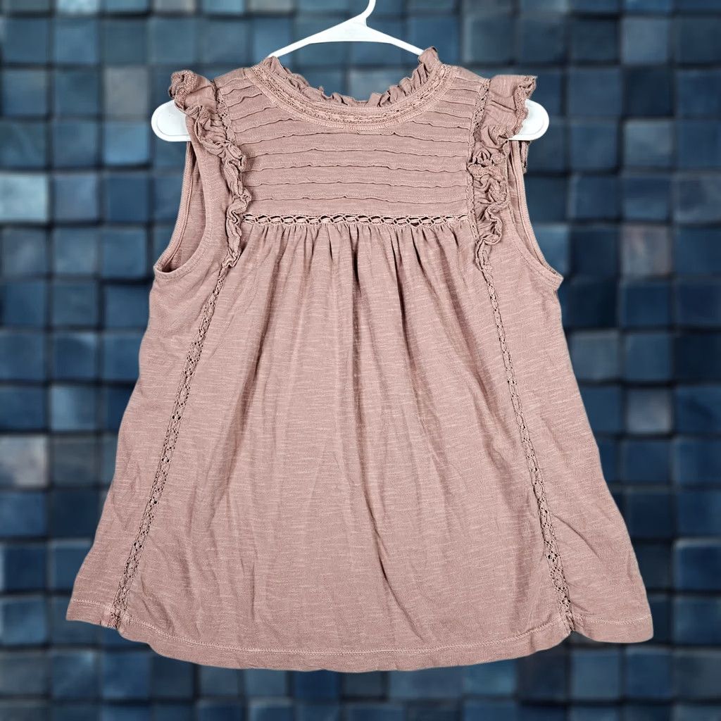 Vintage ANOTHER LOVE Tank Women S Cotton Ruffle Flutter Sleeve Pink Short Sleeve Size S Size S / US 4 / IT 40 - 1 Thumbnail