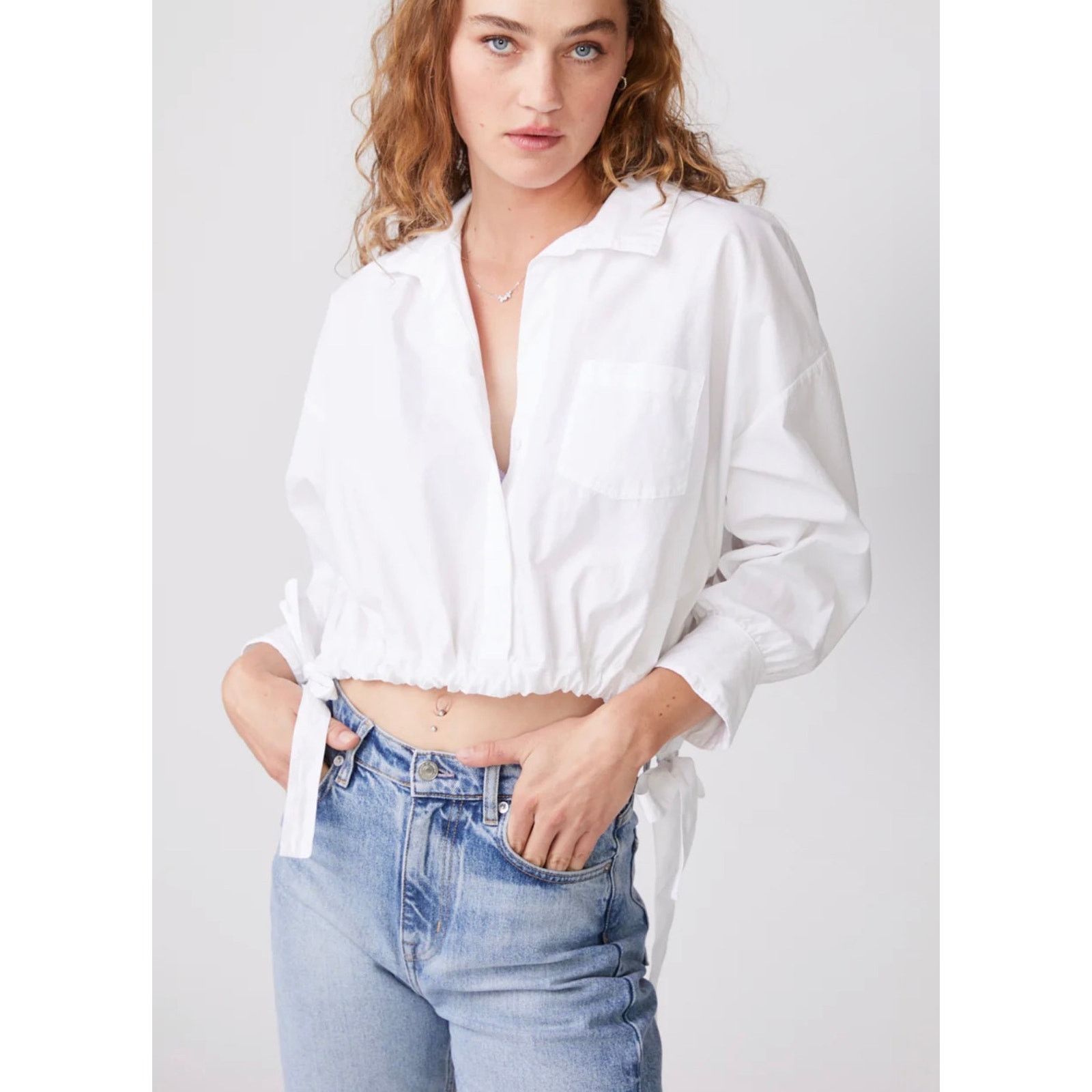 Other STATESIDE Structured Poplin Tie Hem Shirt in White S Size S / US 4 / IT 40 - 1 Thumbnail