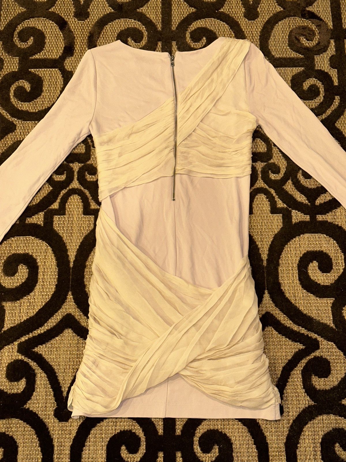 Alice + Olivia Alice + Olivia Long Sleeve Goddess Silk Wrap Nude Mini Dress Size S / US 4 / IT 40 - 7 Thumbnail