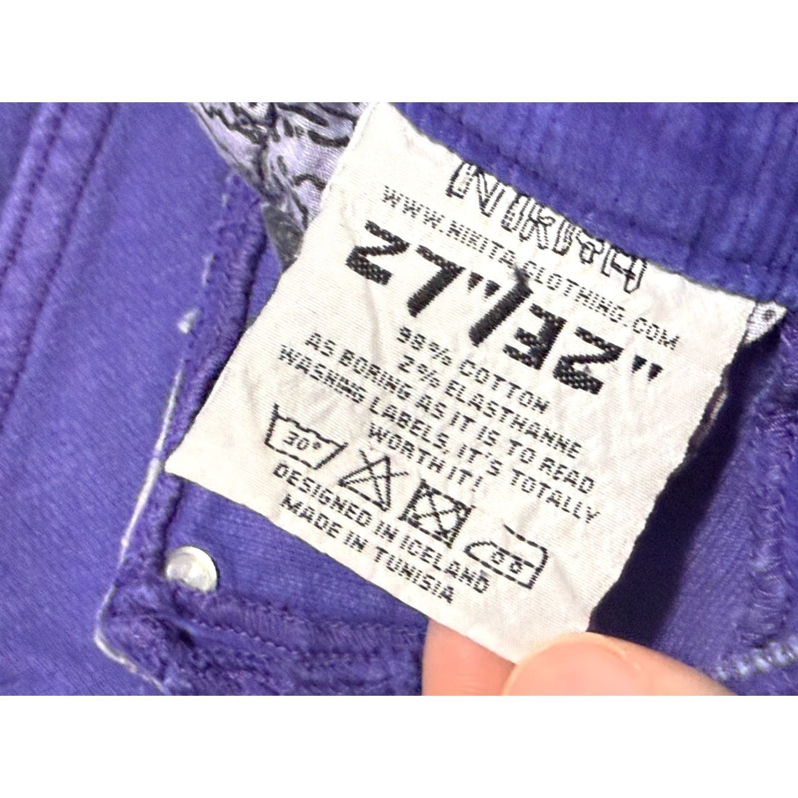 Denime Nikita Denim Pants Womens 29 Purple Corduroy Low Rise Pants Casual Bohemian Regular Inseam 30in Size 29" - 5 Thumbnail