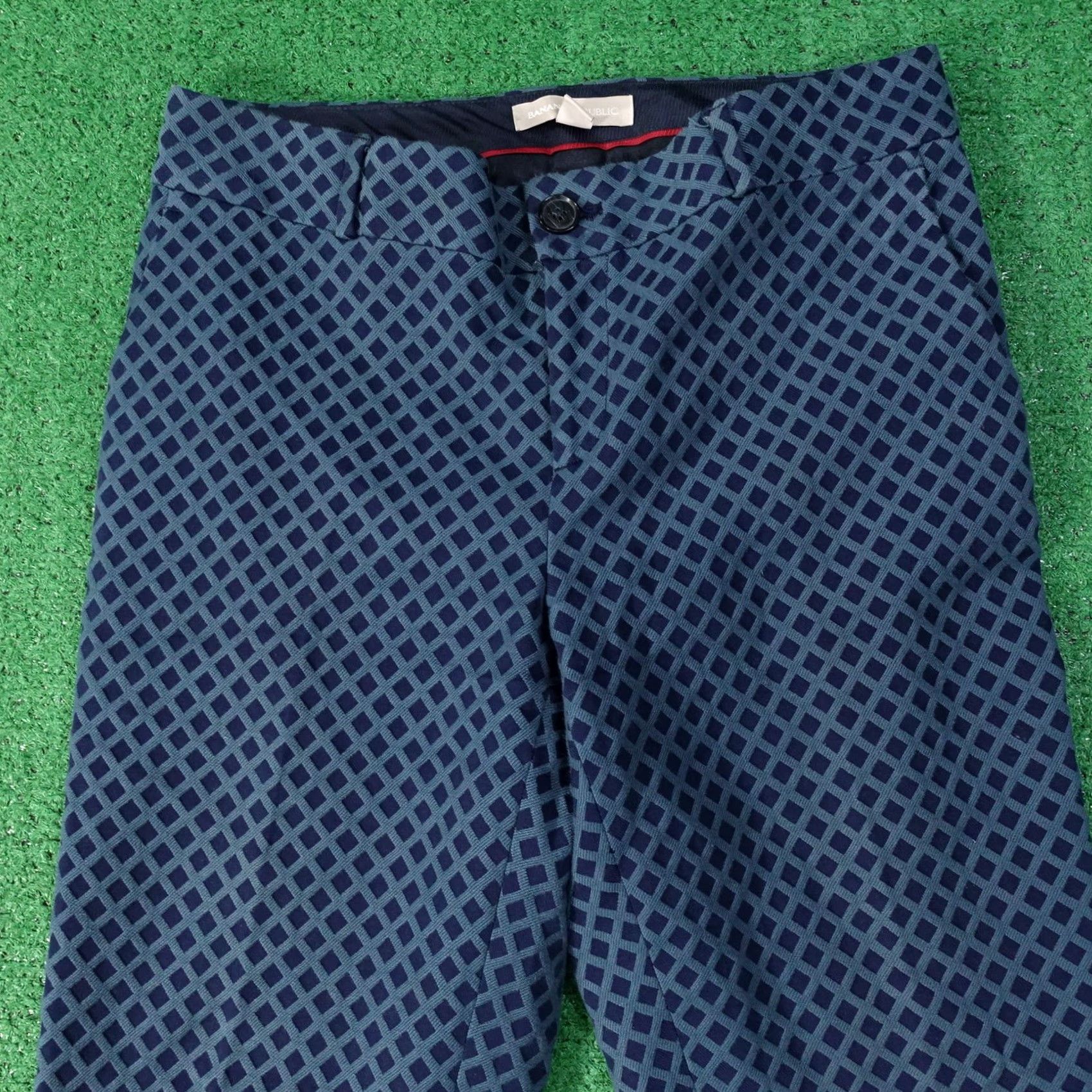 Banana Republic BANANA REPUBLIC PANTS WOMENS SIZE 2 BLUE TEAL CHECK RAYON COTTON BLEND CHINO INSEAM 29 VINTAGE No Size 26" / US 2 / IT 38 - 3 Thumbnail