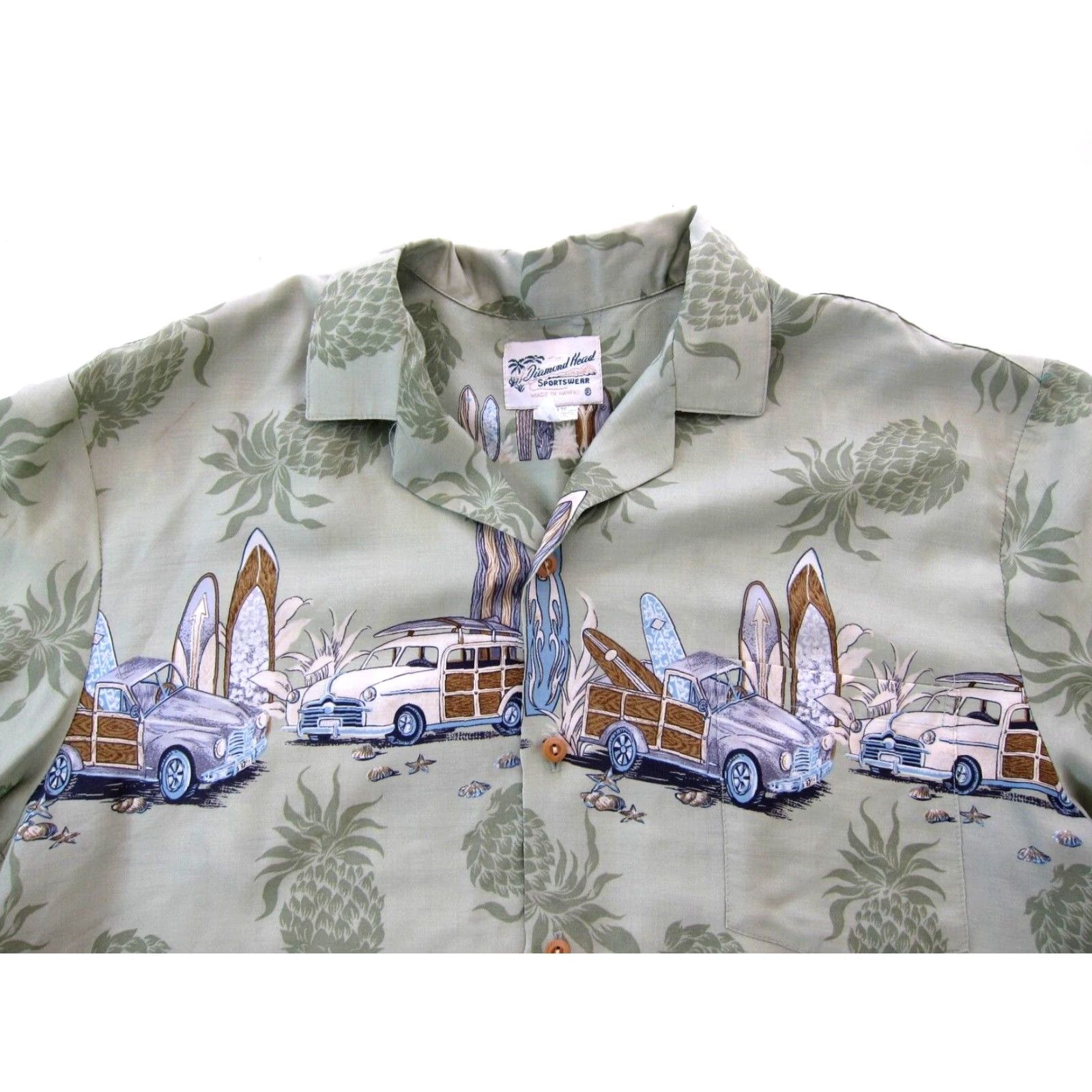 Vintage VTG Diamond Head Rayon Green Floral Surf Hawaiian Shirt Men L Size US L / EU 52-54 / 3 - 3 Thumbnail