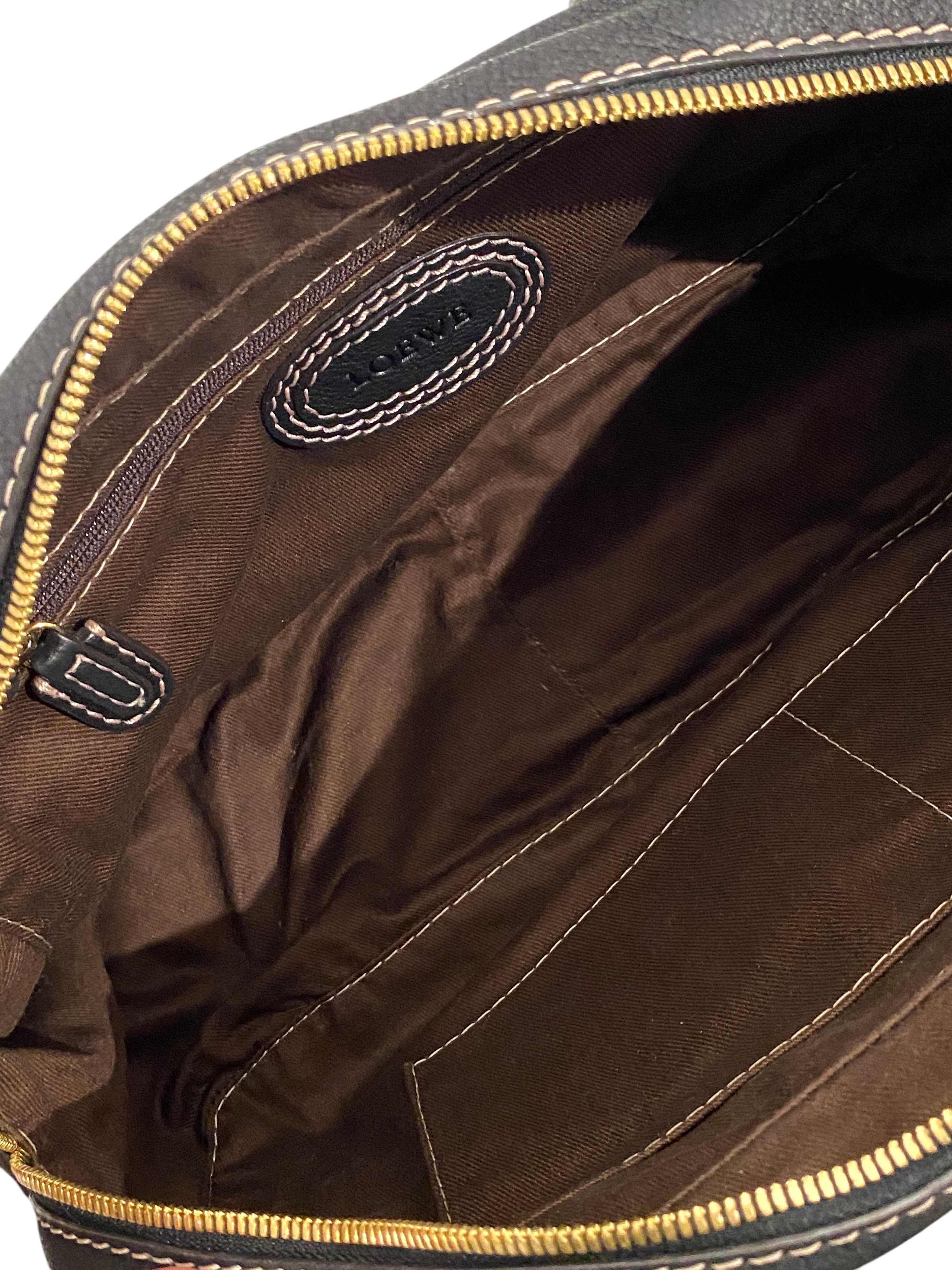 Loewe Loewe Anagram Logo Black Leather Black Bowling Tote Hand Bag Size ONE SIZE - 12 Thumbnail