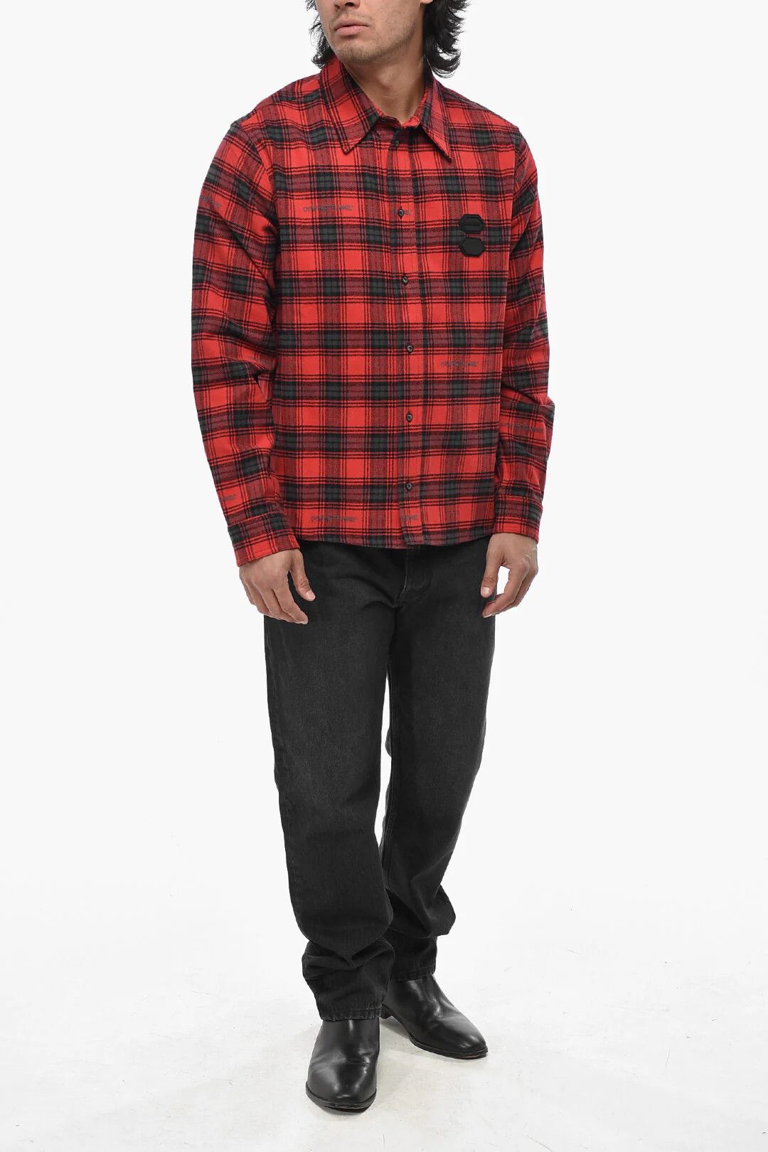 Off-White og1mm0526 Flannel Shirt in Red/Black Size US S / EU 44-46 / 1 - 4 Thumbnail