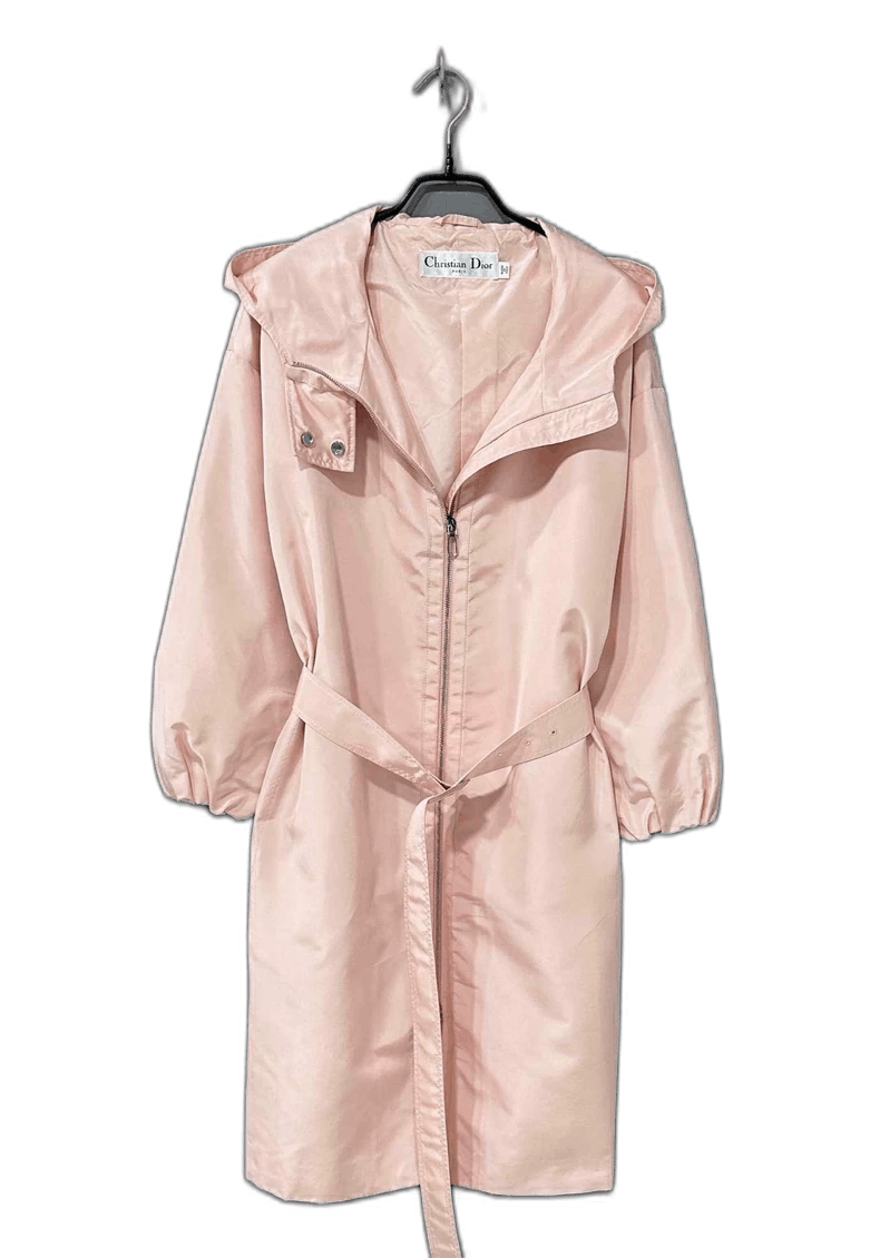 Dior Pink Long Hooded Belted Coat by Dior Size S / US 4 / IT 40 - 1 Thumbnail