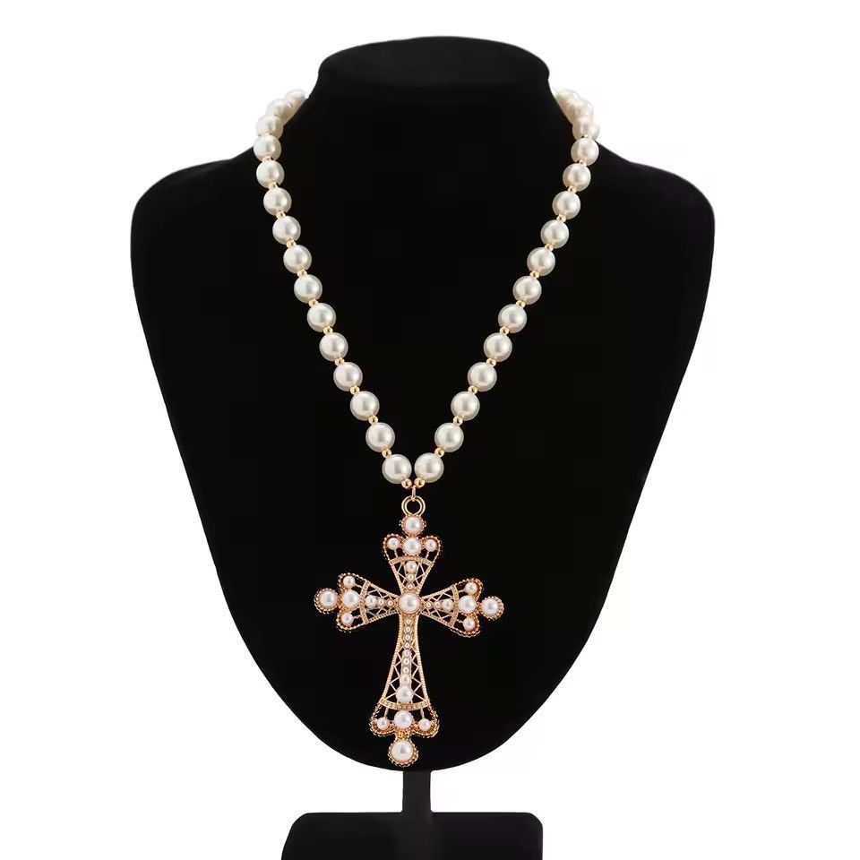 Jewelry Punk Big Cross Jesus Pendant Choker Necklace for Women Men Size ONE SIZE - 3 Thumbnail