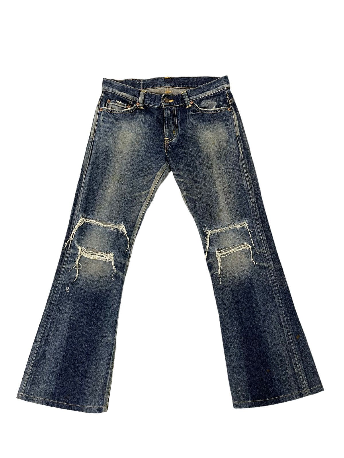 Edwin Flare Jeans Edwin Japan Faded Distress Boot Cut 7🟦9 Size US 32 / EU 48 - 2 Thumbnail
