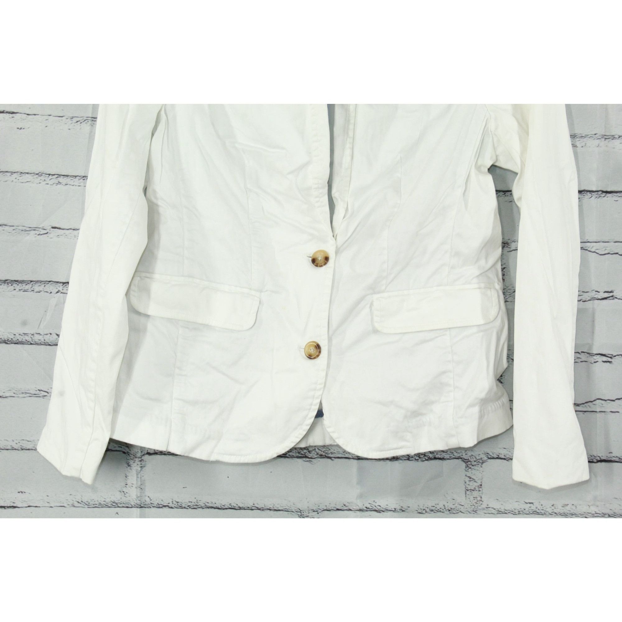 L.L. Bean LL Bean Women’s White Blazer Jacket Cotton Stretch Tailored Size XS / US 0-2 / IT 36-38 - 11 Thumbnail