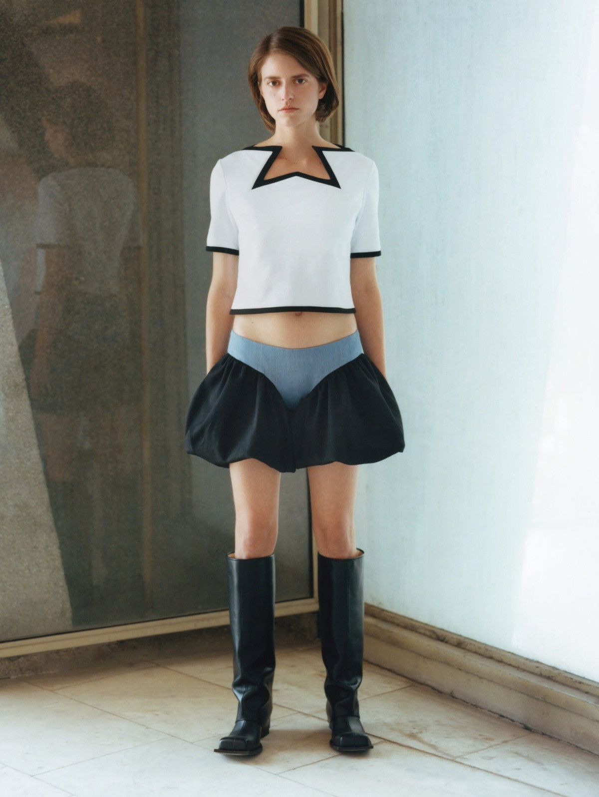FIDAN NOVRUZOVA Blue black Denim Shorts ss22