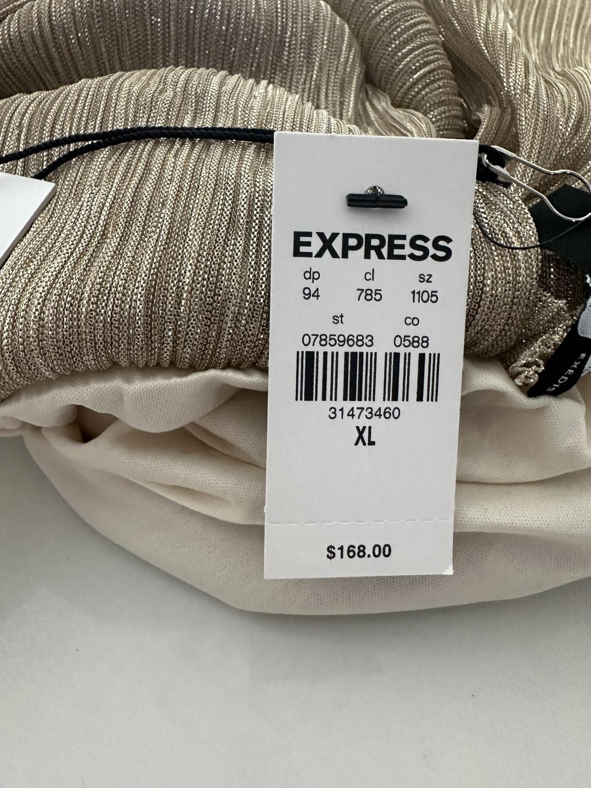 Express Express x Rachel Zoe Elegant Gold Metallic Evening NWT Gown Size XL / US 12-14 / IT 48-50 - 9 Thumbnail