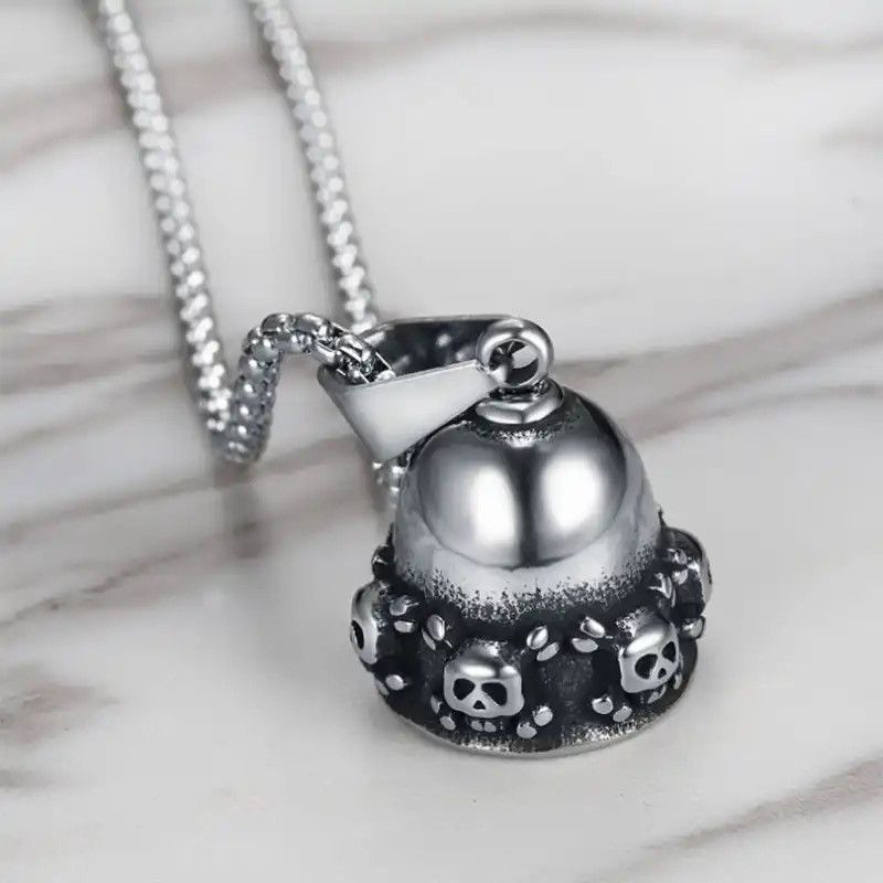 Vintage Retro Skull Bell Necklace Size ONE SIZE - 4 Thumbnail
