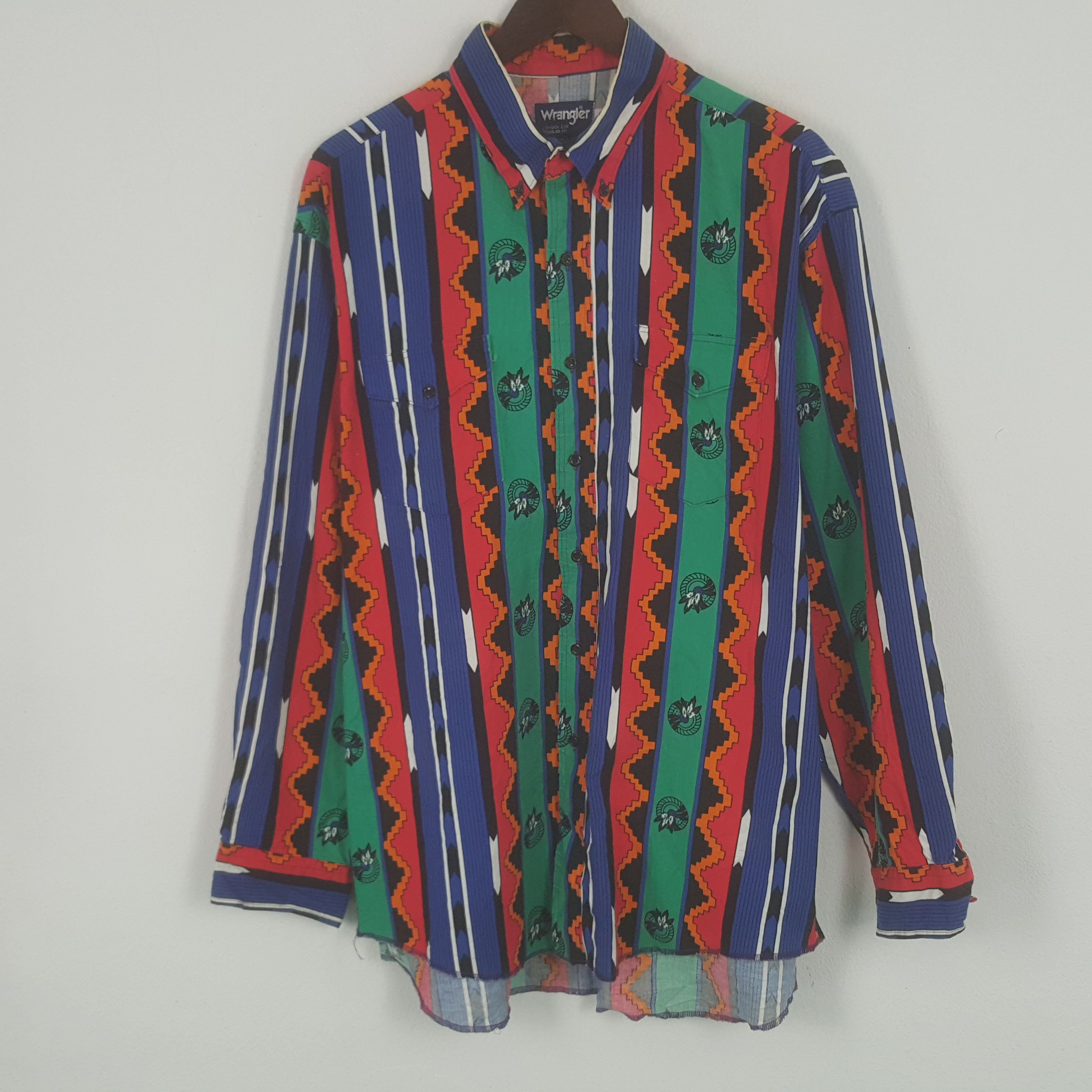 Japanese Brand × Vintage × Wrangler Vintage Wrangler Japanese Regular fit Button Up Shirt Size US XXL / EU 58 / 5 - 1 Thumbnail