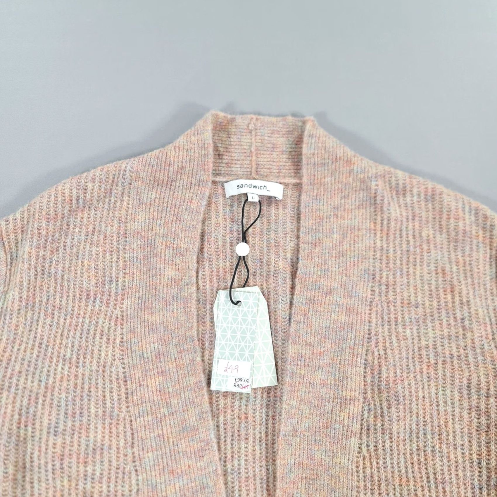 Vintage Sandwich Cardigan Pink Large Waffle-Knit Wool Blend Lightweight Womens Jumper Cardigan L Pink Womens Size L / US 10 / IT 46 - 3 Thumbnail