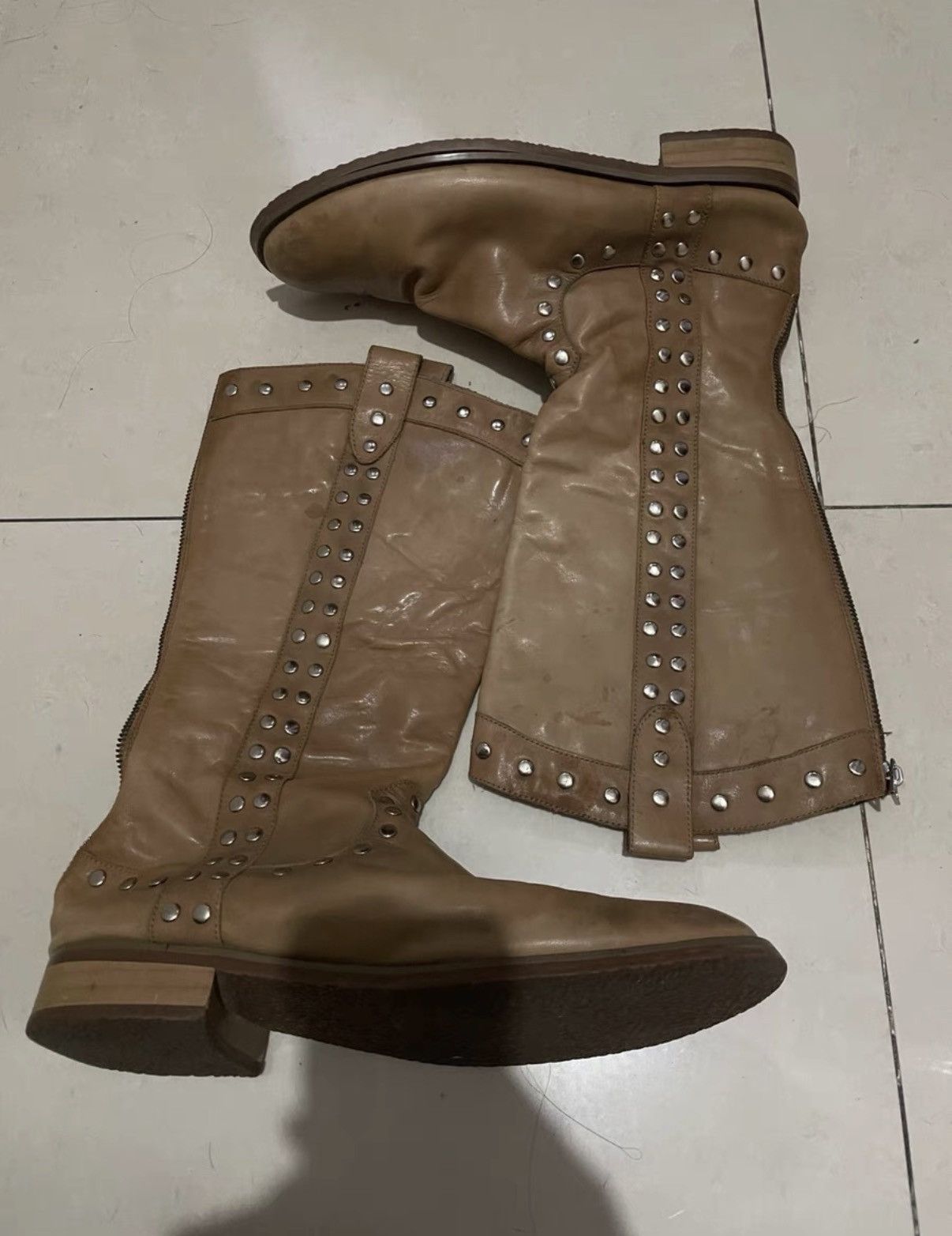 Dolce & Gabbana Dolce & Gabbana Vintage Leather Studded Back-Zip Shaft Boots Size US 10 / EU 43 - 1 Thumbnail