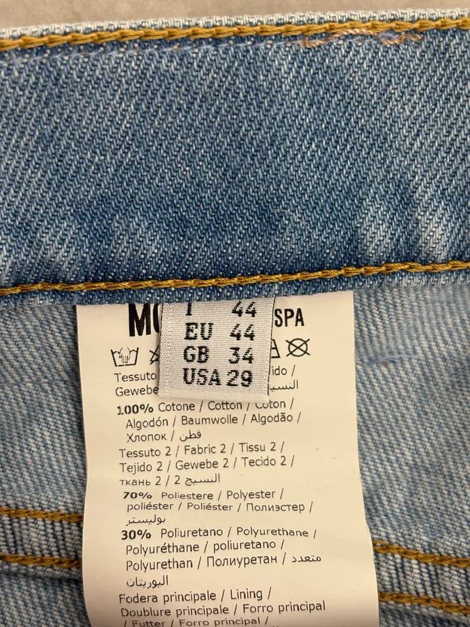 Moschino 1990s Moschino Blue Denim & Black Leather Jeans Size US 39 - 13 Thumbnail