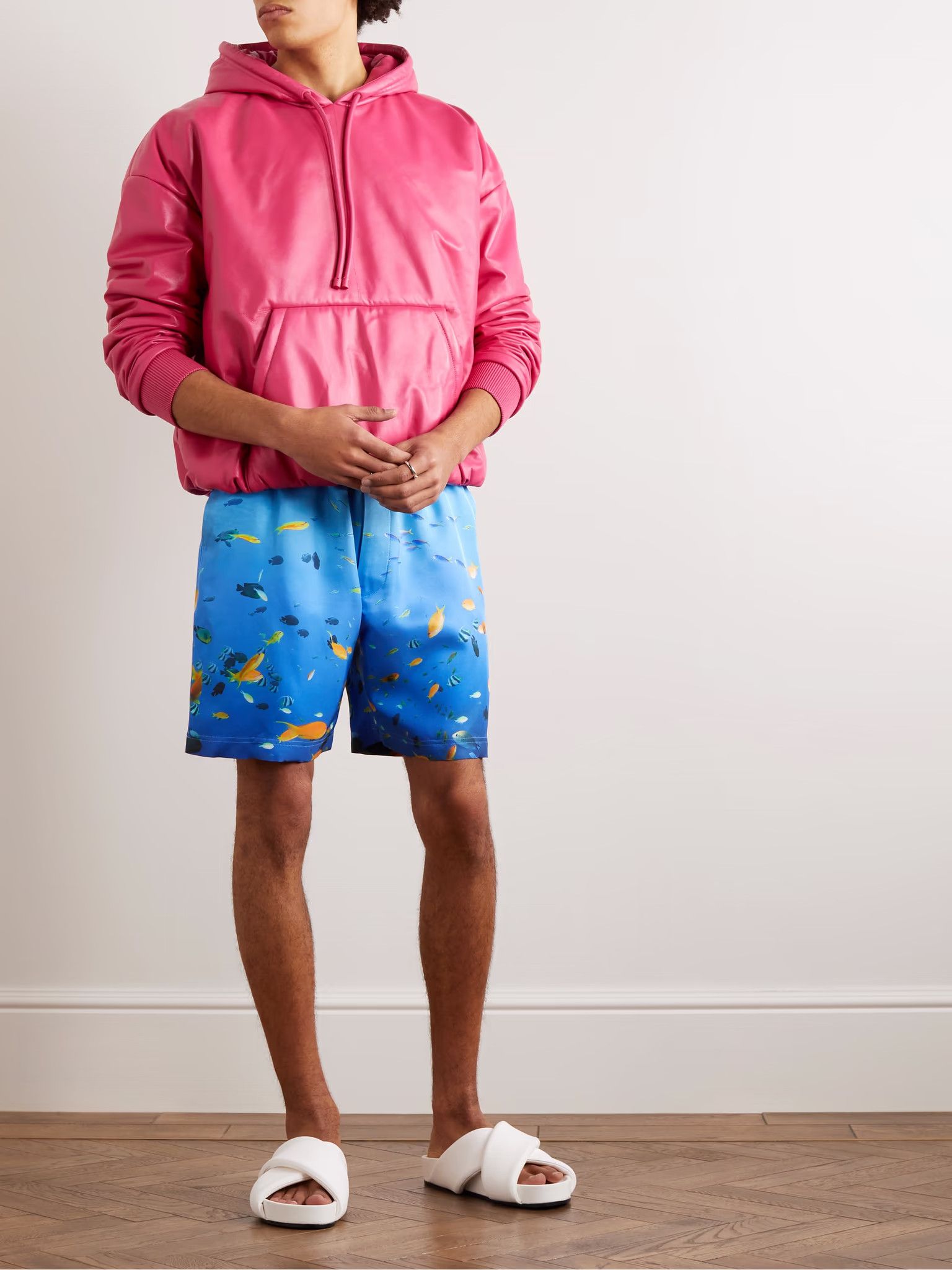 Loewe Straight-Leg 100% Silk Aquarium Print Shorts Size US 32 / EU 48 - 2 Thumbnail