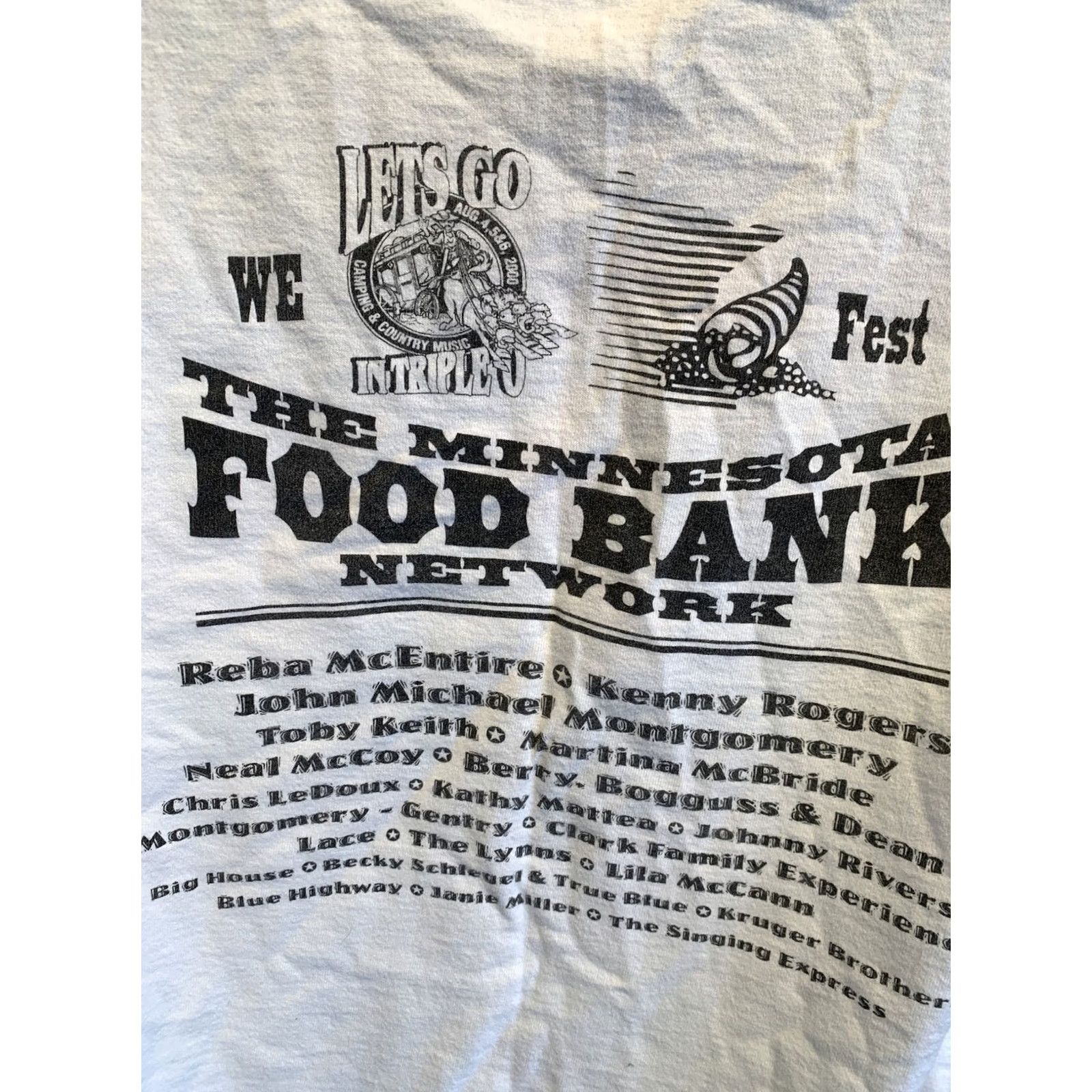 Fruit Of The Loom VINTAGE We Fest Barrel Fun REBA Kenny Rodgers Food Bank Shirt Mens XL White Crew Neck Short Sleeve graphic Print 90s Concert Toys? Size US XL / EU 56 / 4 - 4 Thumbnail