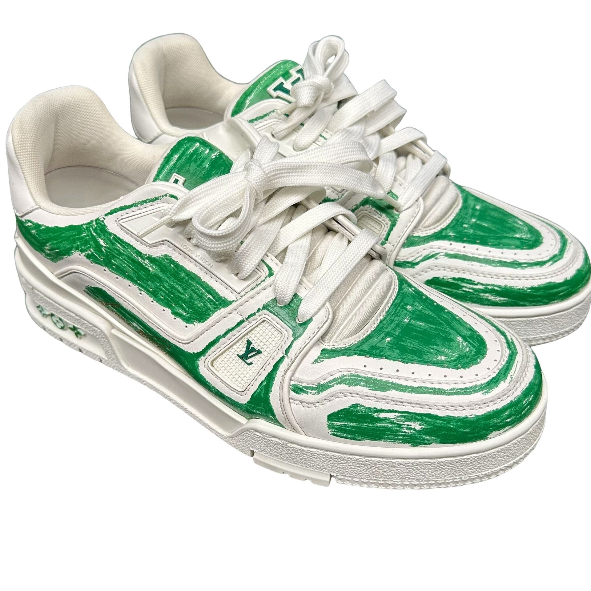 Louis Vuitton Louis Vuitton Green Brushstroke Trainer Sneakers 6.5 Size US 7.5 / EU 40-41 - 1 Thumbnail