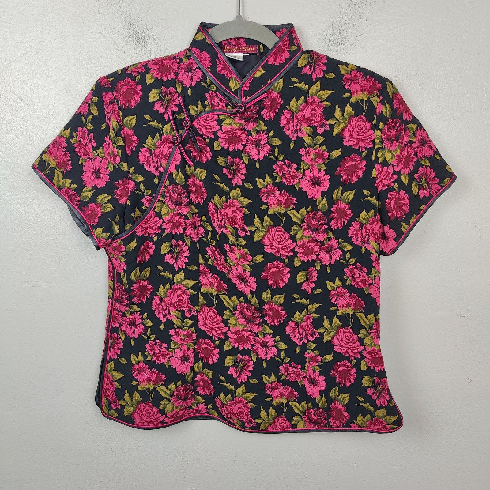 Other Shanghai Brand Top Womens Medium Black Pink Floral Silk Size M / US 6-8 / IT 42-44 - 1 Thumbnail